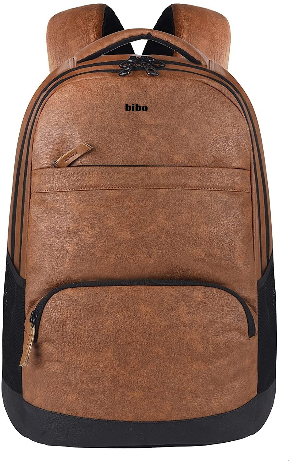 Image of BIBO Large 45 L Laptop Backpack 45L brown faux leather laptop backpack office and college bag for men and women (Brown, Black)