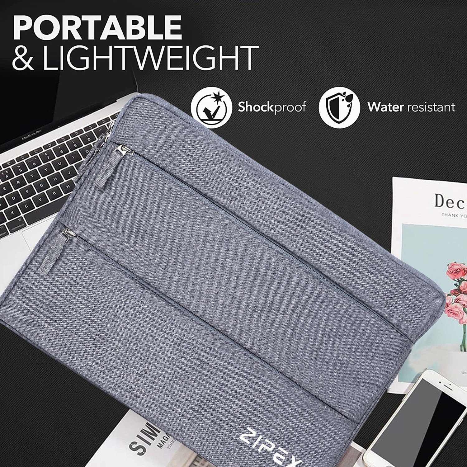 Image of ZIPEX SMARTER 14 Inch Laptop Case | for All 13-14 Inch Laptops | Waterproof Laptop Sleeve /Cover (Grey, 14 inch)
