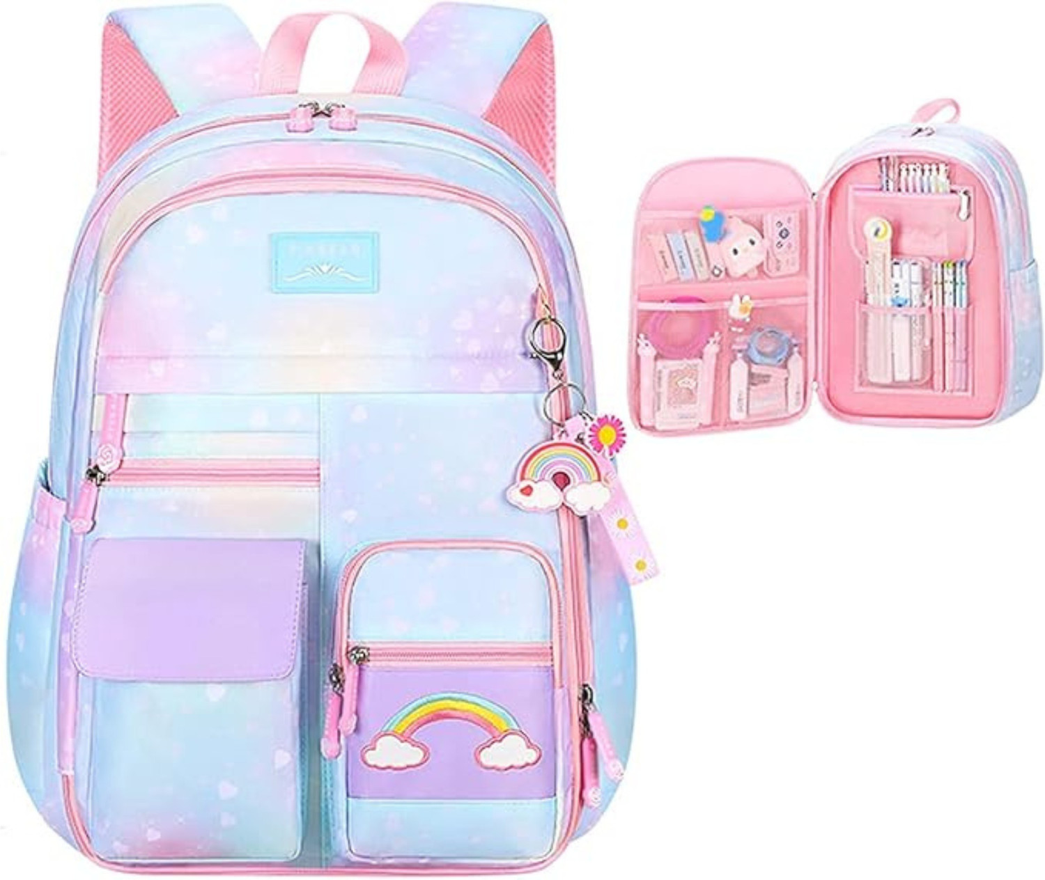 Image of chadu Rainbow School Bag for Boys and Girls | Kids Backpack for Primary Students Waterproof School Bag (Blue, 25 L)