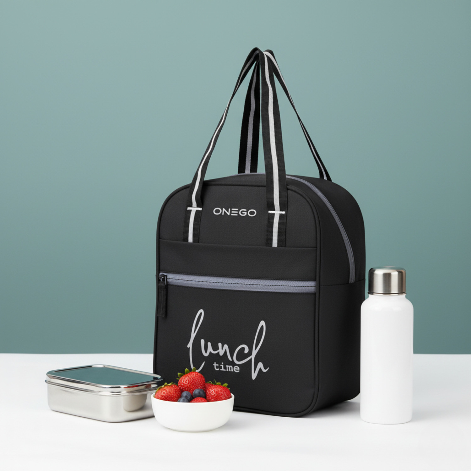 Image of ONEGO Portable Tiffin Bag | Stylish & Insulated for School, College & Outdoor Use Waterproof Lunch Bag (Brown, 10 L)