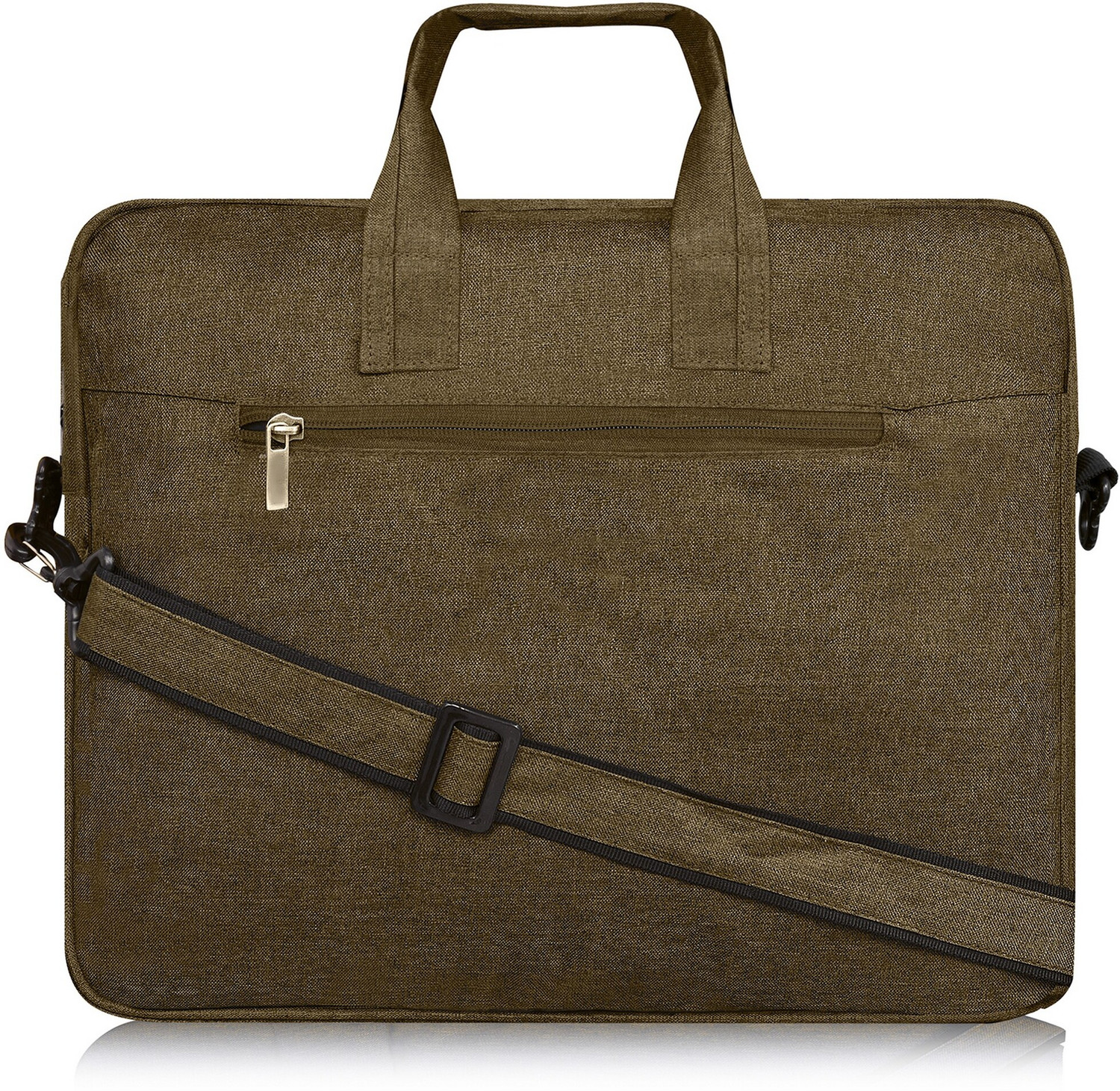 Image of Kedar Enterprise Khaki & Black Color Faux Leather 10L Office Laptop Bag For Men KD-BG52 Waterproof Messenger Bag (Mustard, 10 L)