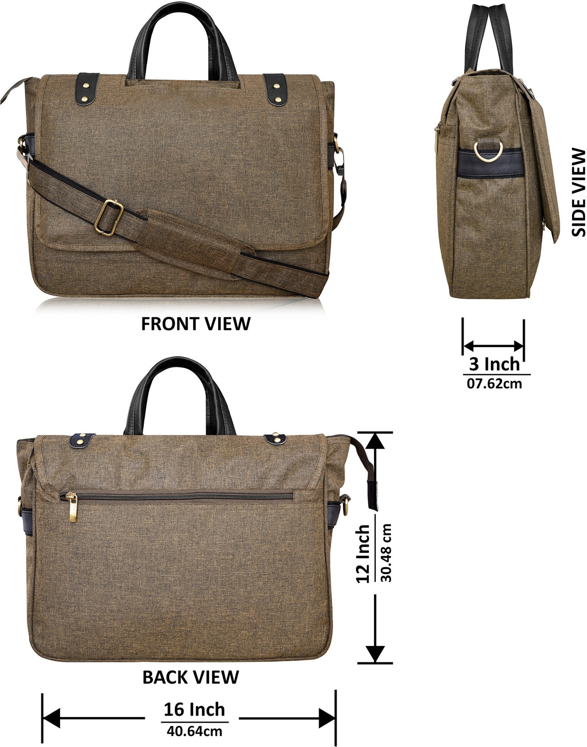 Image of Kedar Enterprise Khaki & Black Color Faux Leather 10L Office Laptop Bag For Men KD-BG52 Waterproof Messenger Bag (Mustard, 10 L)