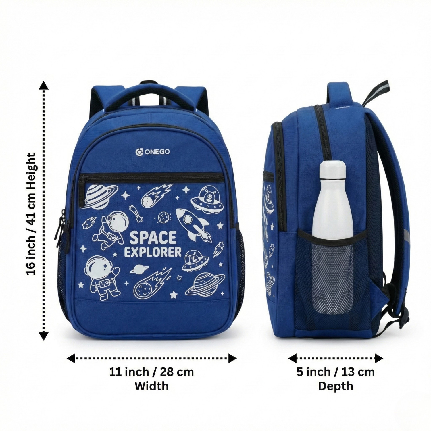Image of ONEGO Fancy Backpack Nursery LKG UKG Preschool Class 1 Kids Tuition Picnic Waterproof School Bag (Blue, 20 L)