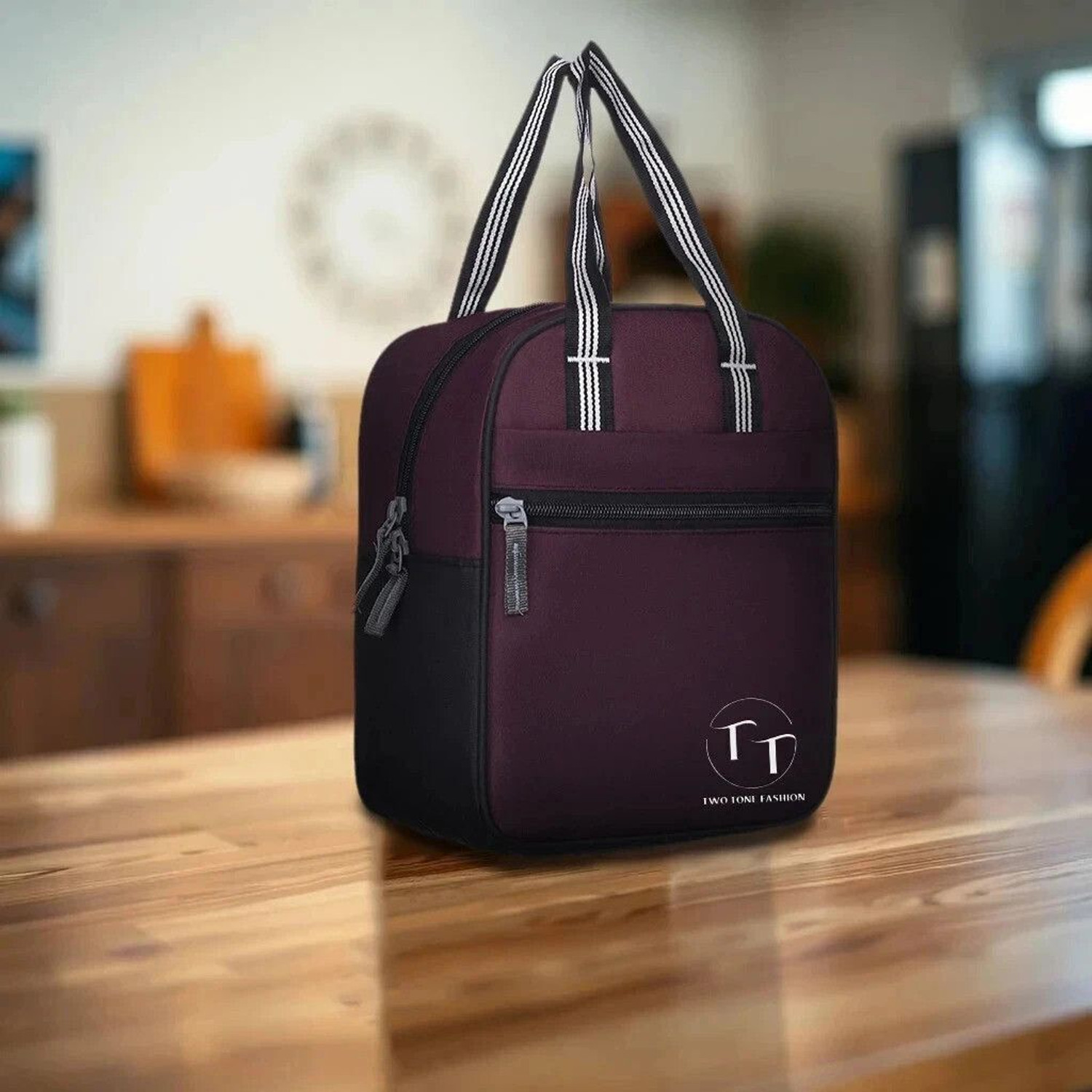 Image of ONEGO Portable Tiffin Bag | Stylish & Insulated for School, College & Outdoor Use Waterproof Lunch Bag (Brown, 10 L)