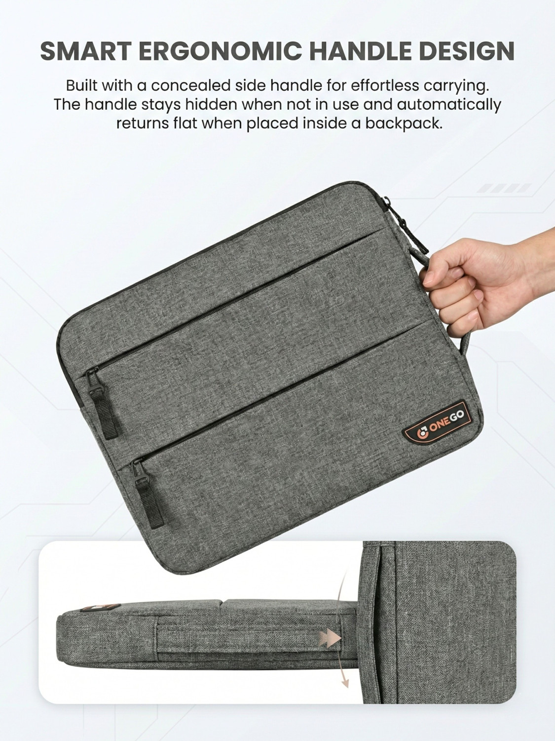 Image of ONEGO Laptop Sleeve Case Cover with Handle for Apple Dell HP Lenovo Asus Samsung Acer Waterproof Laptop Sleeve /Cover (Grey, 15.6 inch)