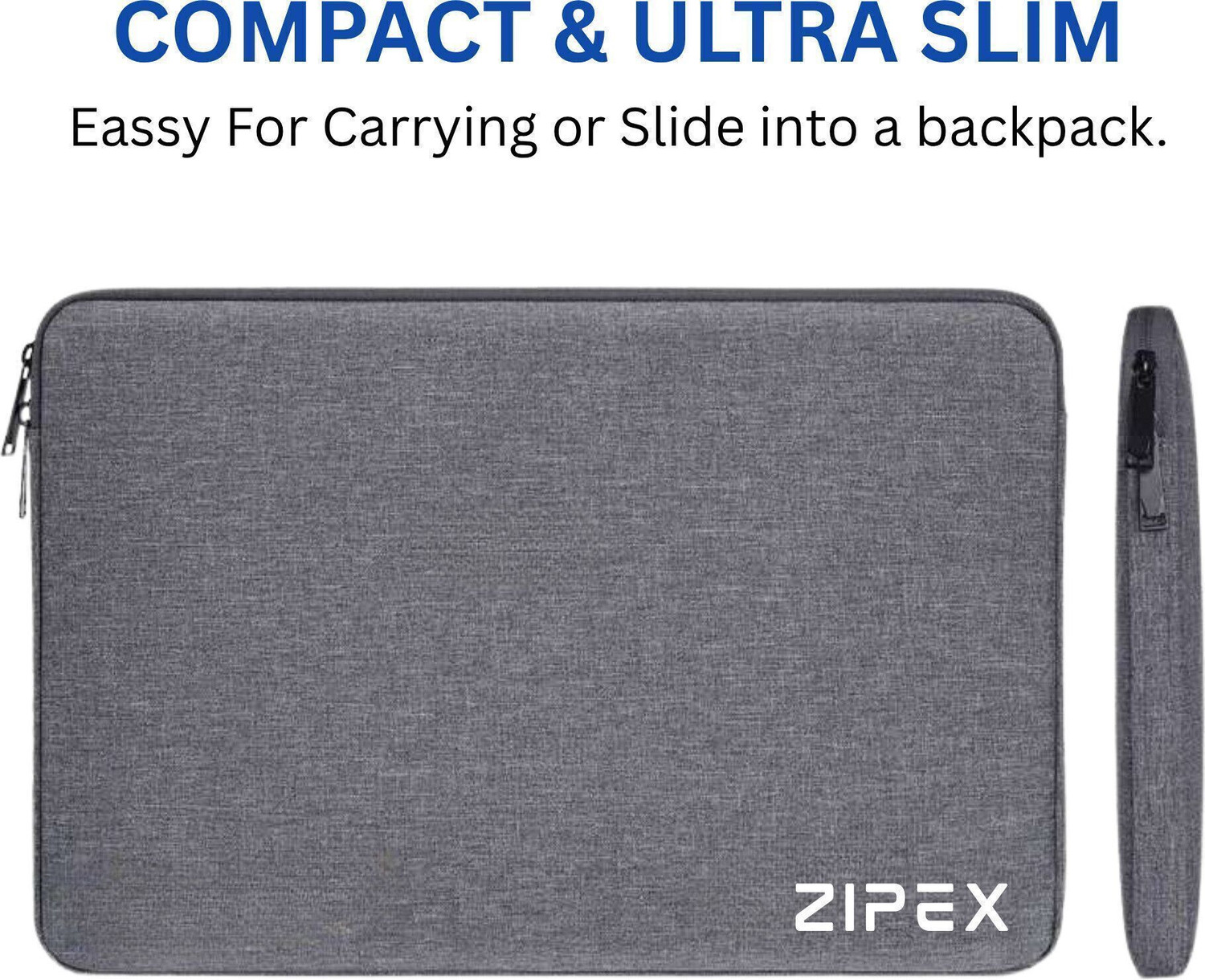 Image of ZIPEX Laptop Sleeve With Charger Pouch | for All 15-15 .6 Inch Laptops | Waterproof Laptop Sleeve /Cover (Grey, 16 inch)
