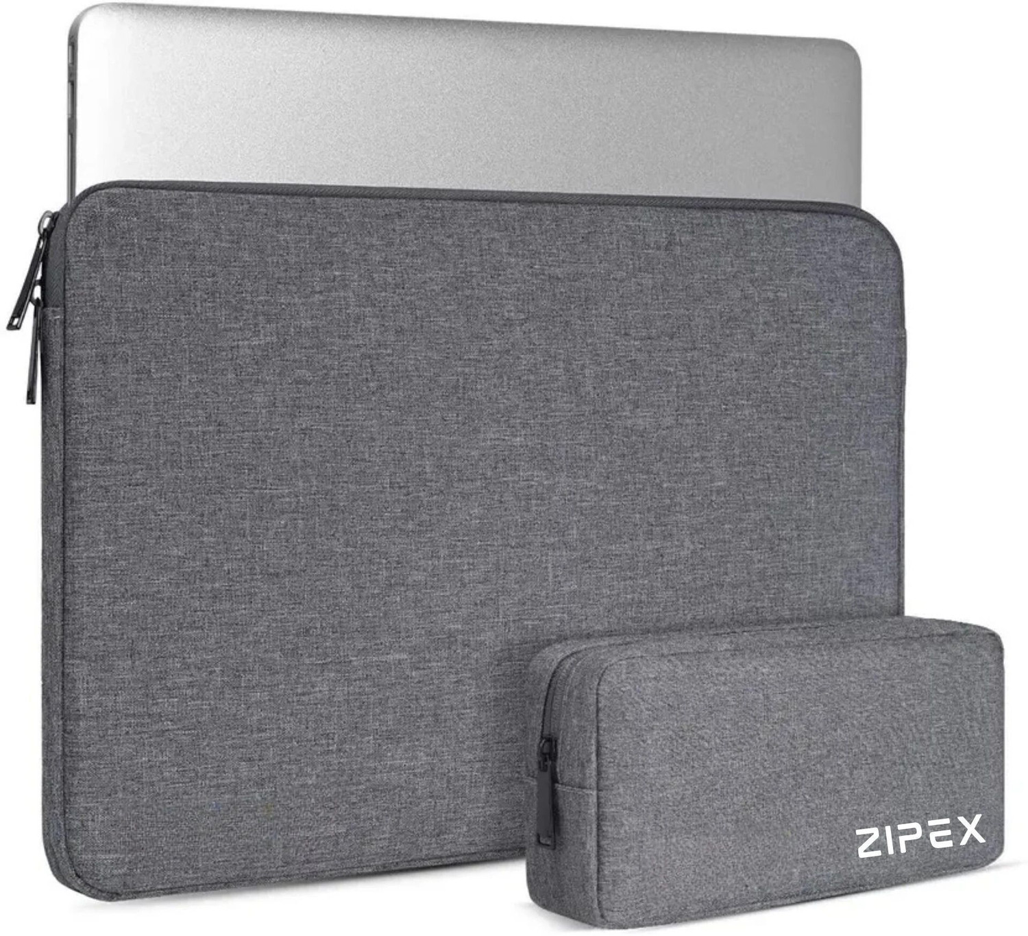 Image of ZIPEX Laptop Sleeve Case and Charger Pouch | for All 13-14 Inch Laptops | Waterproof Laptop Sleeve /Cover (Grey, 14 inch)