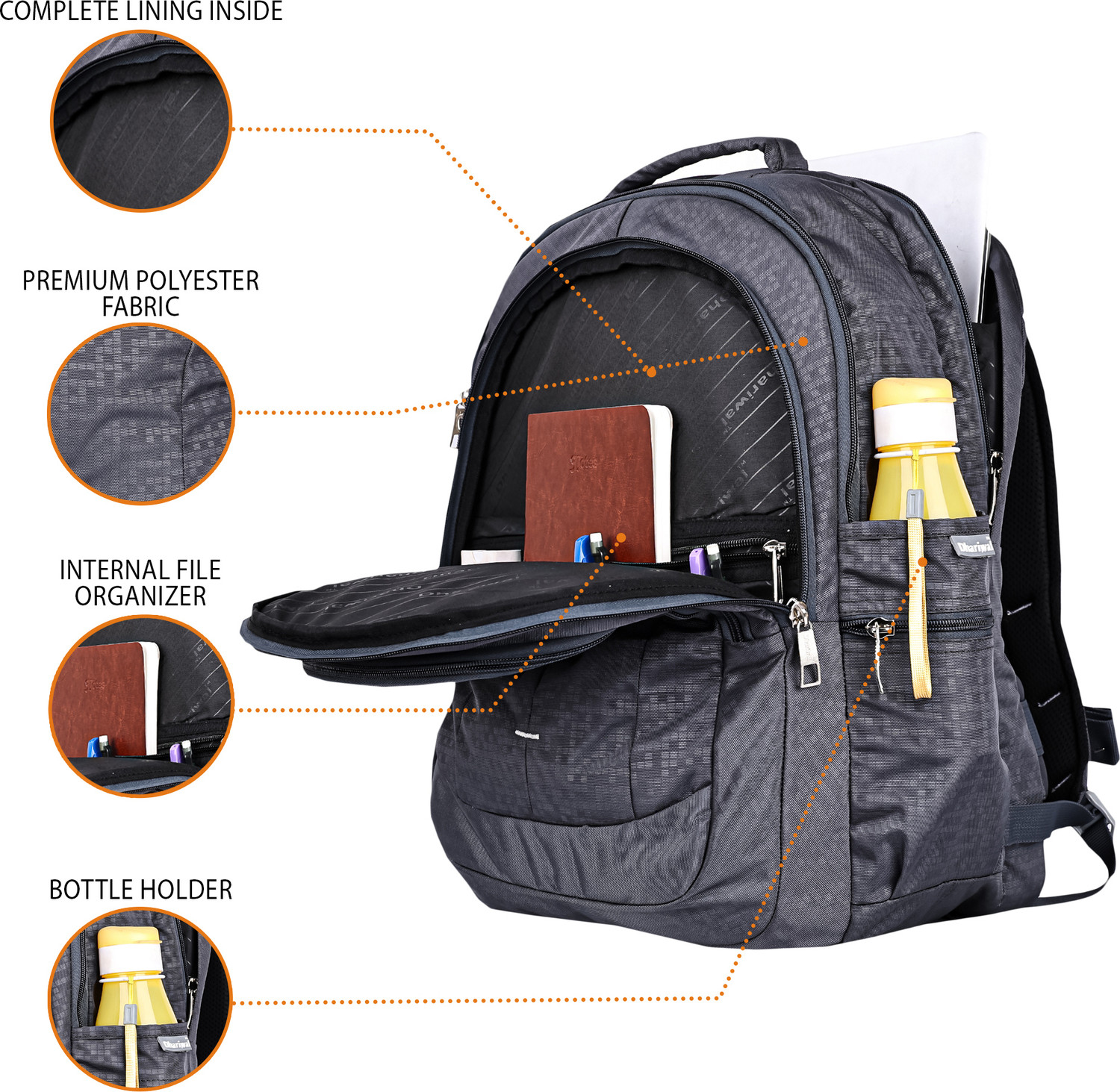 Image of Dhariwal Unisex Dual Compartment Laptop Backpack With Rain Cover 49L LB-108 Waterproof Laptop Sleeve /Cover (Grey, 48 L)