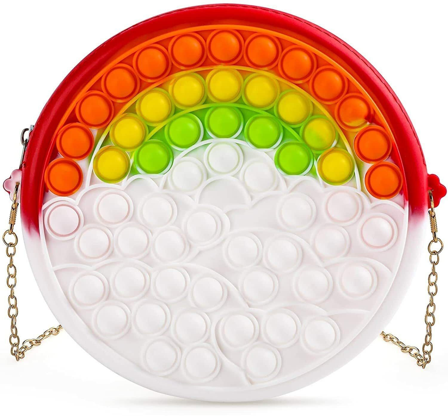 TOTAM Pop Bubble Fidget Toy Shoulder Bag, Simple Sensory Silicone Stress Relief Pop Fidget Handbag for Kids, Girls, Ladies