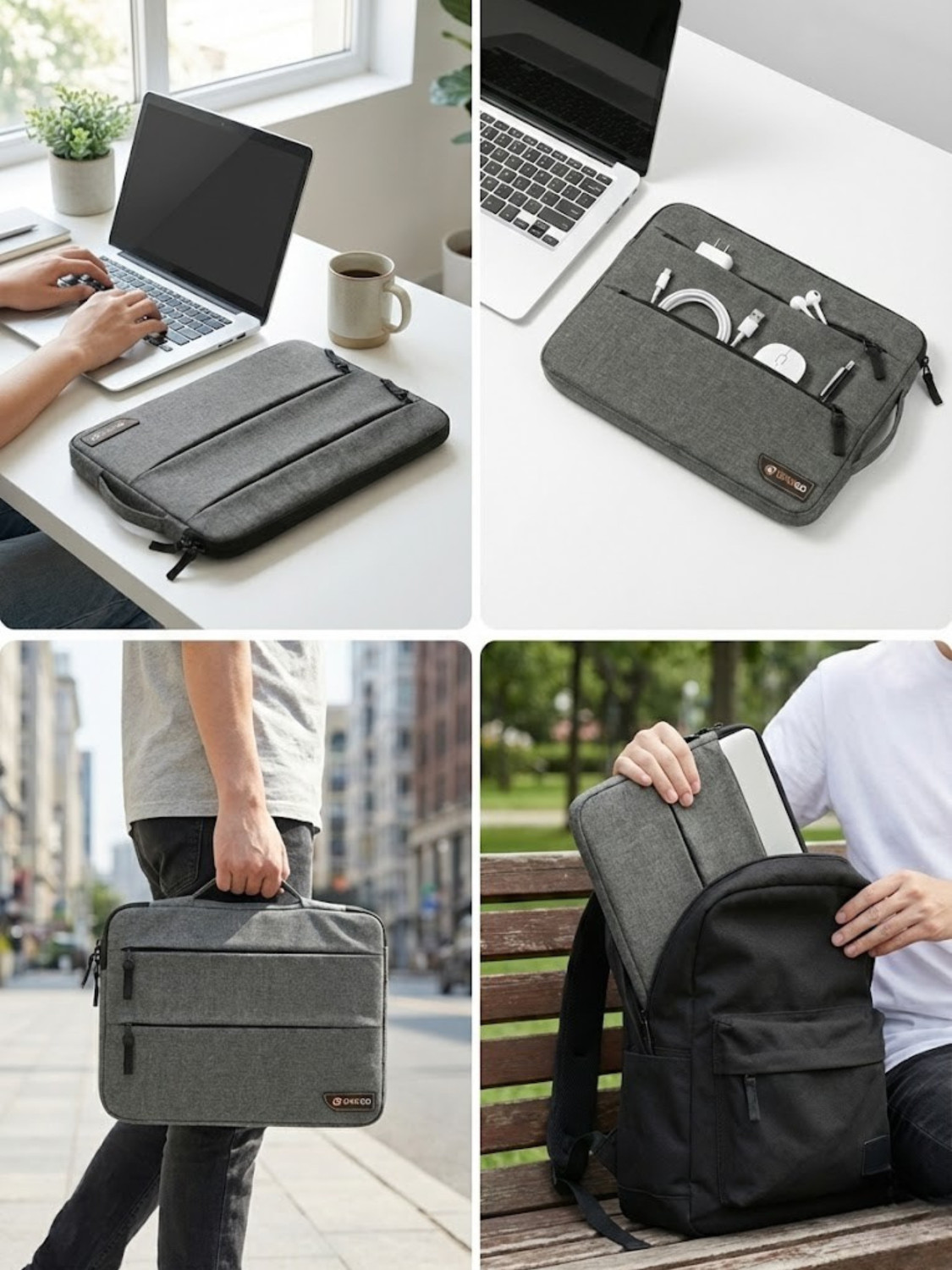 Image of ONEGO Laptop Sleeve Case Cover with Handle for Apple Dell HP Lenovo Asus Samsung Acer Waterproof Laptop Sleeve /Cover (Grey, 15.6 inch)