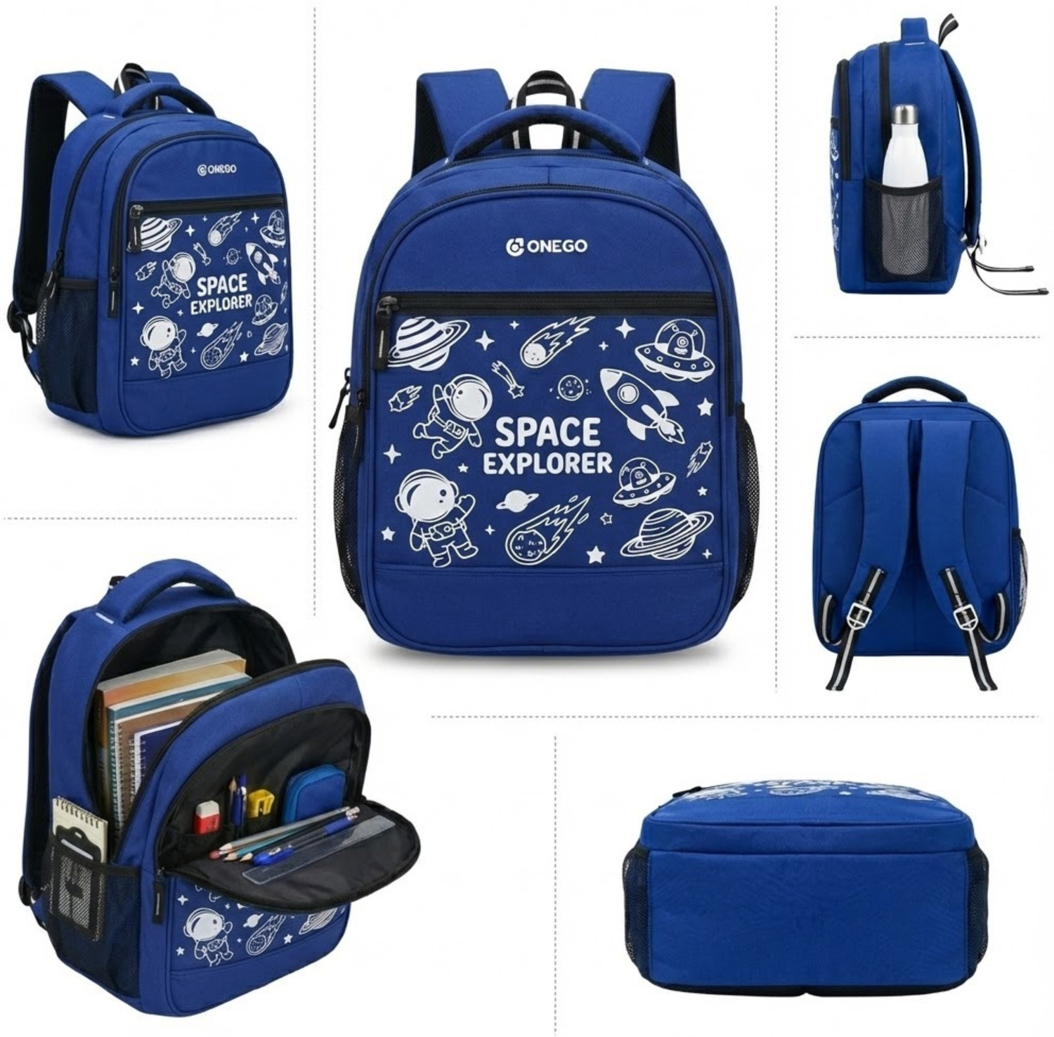 Image of ONEGO Fancy Backpack Nursery LKG UKG Preschool Class 1 Kids Tuition Picnic Waterproof School Bag (Blue, 20 L)