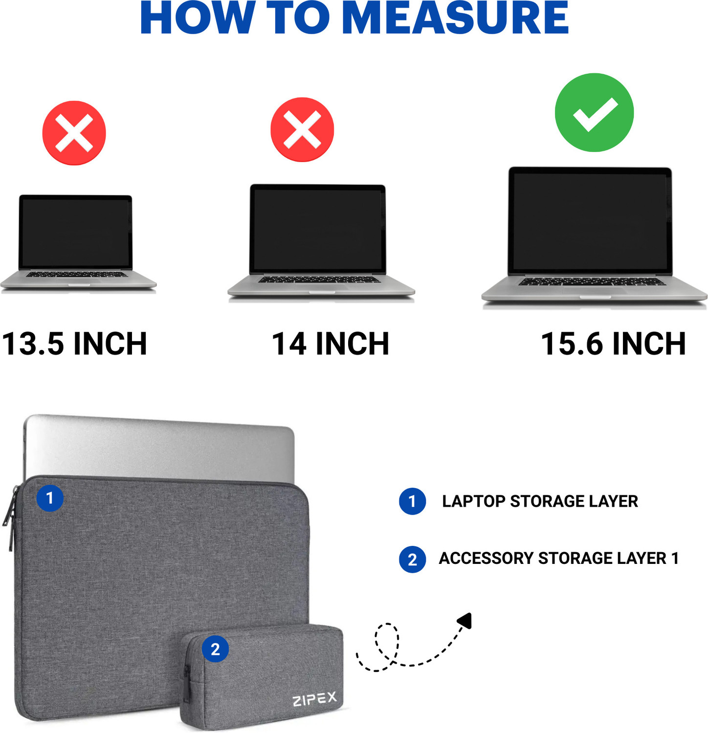 Image of ZIPEX Laptop Sleeve Case and Charger Pouch | for All 13-14 Inch Laptops | Waterproof Laptop Sleeve /Cover (Grey, 14 inch)