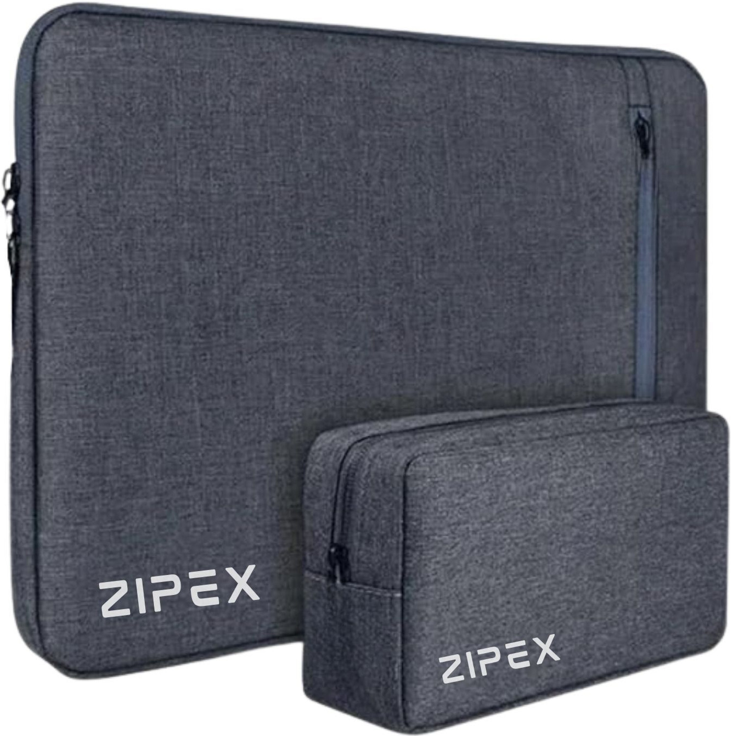 Image of ZIPEX Laptop Sleeve Case and Charger Pouch | for All 13-14 Inch Laptops | Waterproof Laptop Sleeve /Cover (Grey, 14 inch)