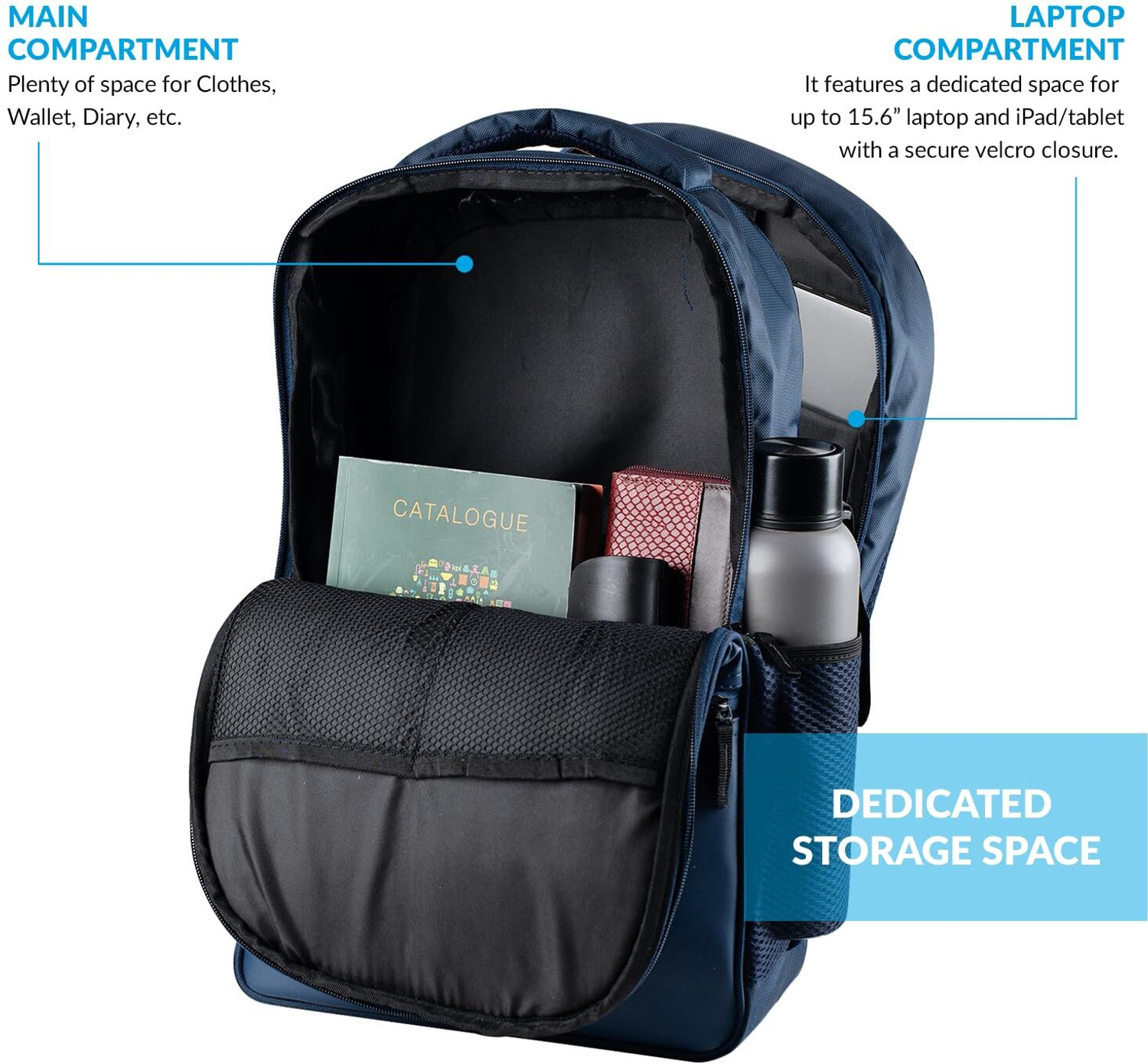 Image of AirCase Vintage 32L Laptop Backpack for Men & Women | Fits 15.6 inch | Cobalt Laptop Bag (Blue)