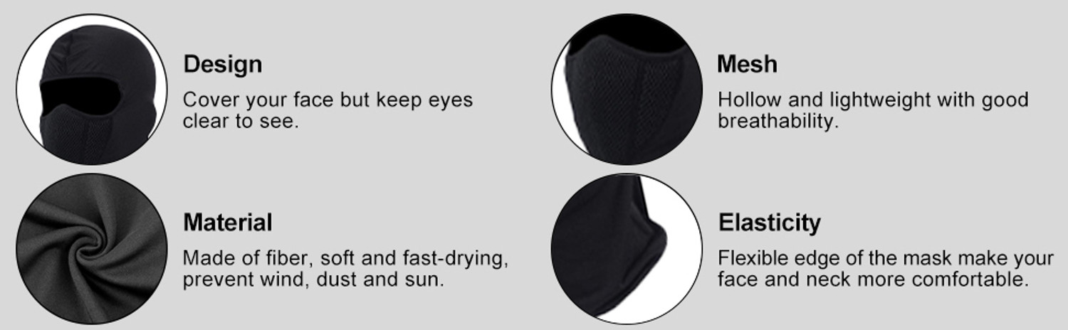Image of SIZI Black Helmet Skull Cap for Men & Women (Size: Free, Balaclava)