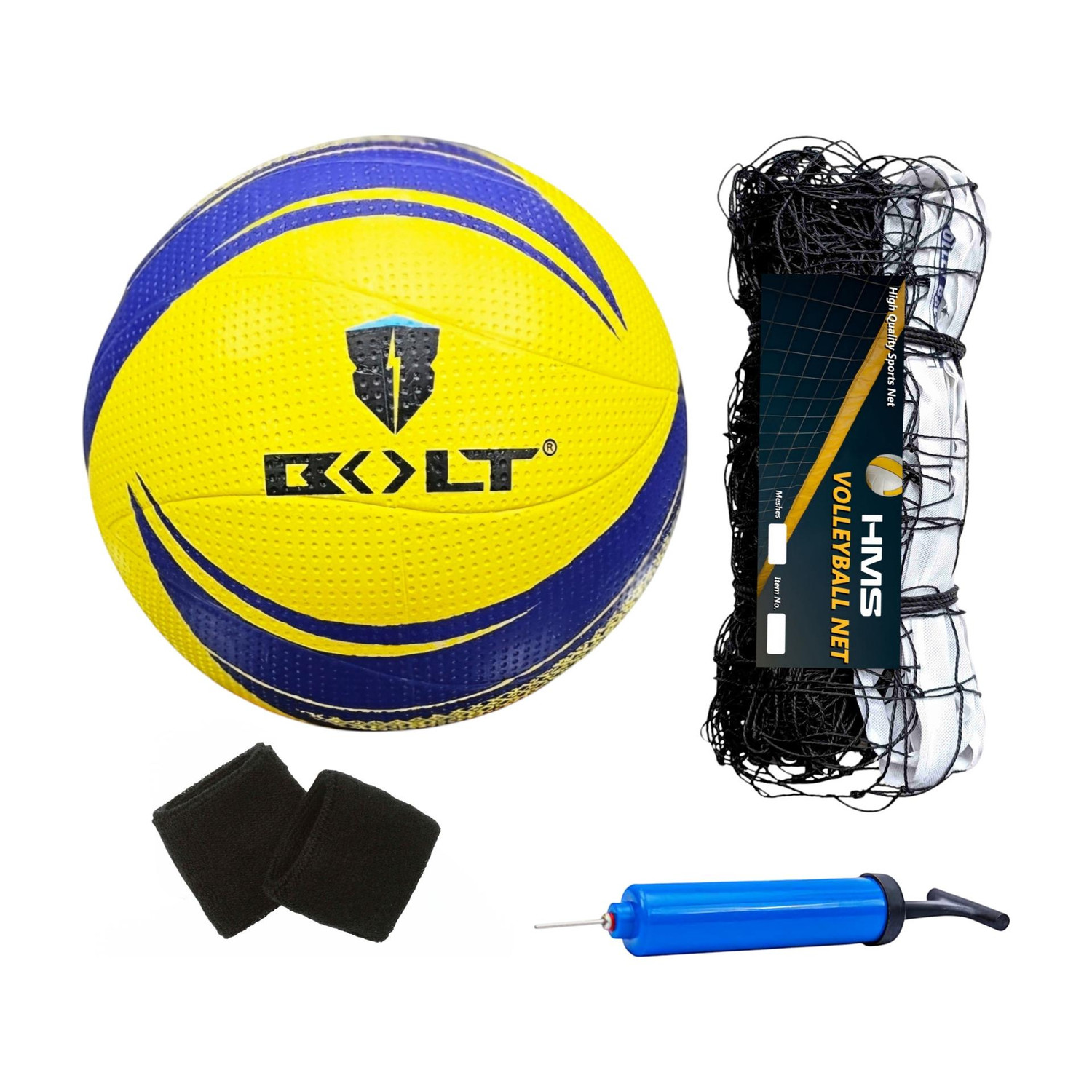 Image of BOLT Combo Volleyball Twister with Net 360N, Pump&Wrist Band(Ball+Net+Pump+WristBand) Volleyball - Size: 4 (Standard, Pack of 4)