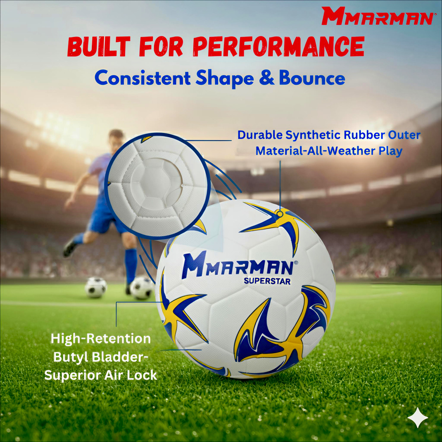 Image of Marman Superstar with Pump Football - Size: 5 (Standard, Pack of 3, Yellow)