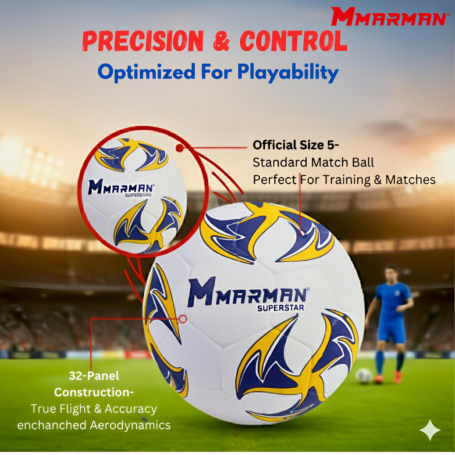 Image of Marman Superstar with Pump Football - Size: 5 (Standard, Pack of 3, Yellow)