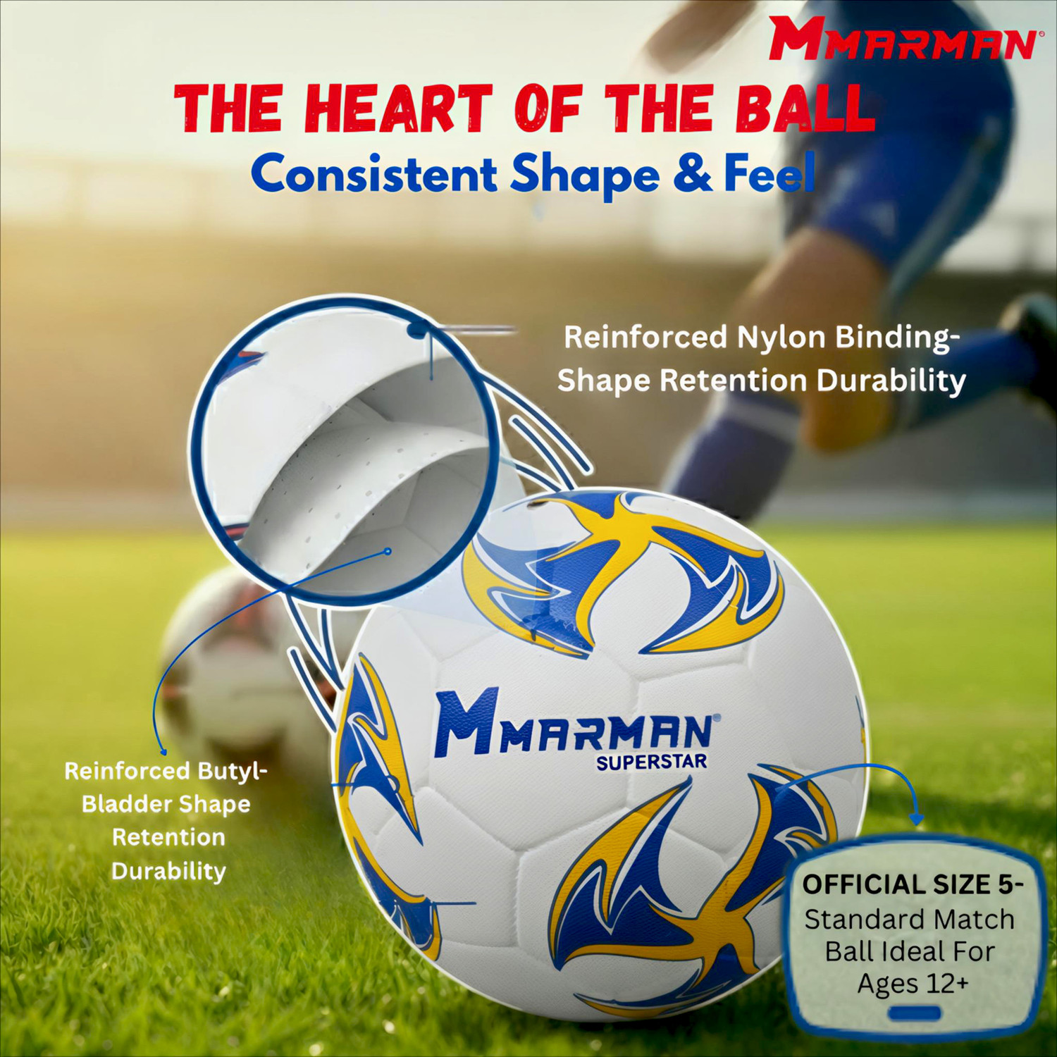 Image of Marman Superstar with Pump Football - Size: 5 (Standard, Pack of 3, Yellow)