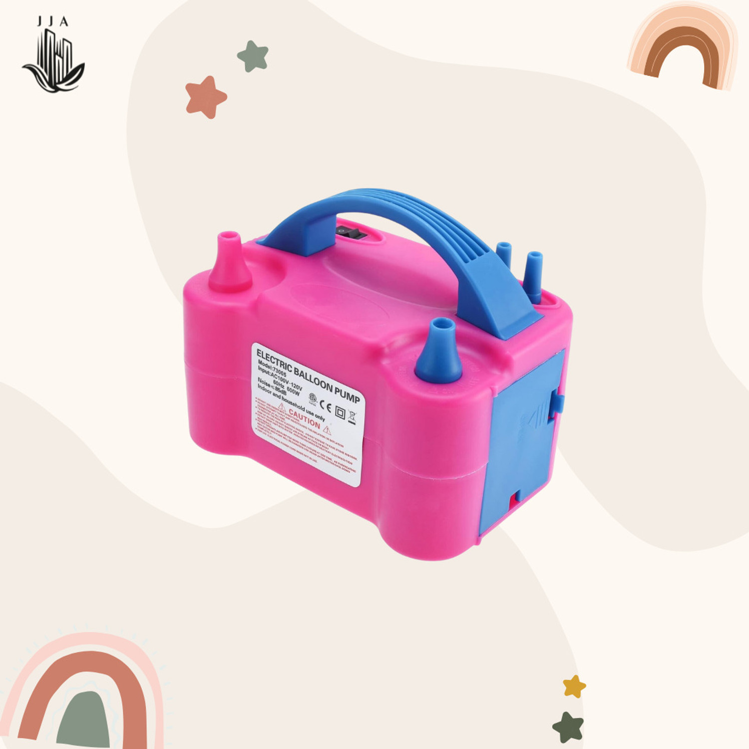 Image of VMV FUZON Printed Portable Electric Air Balloon Blower Pump Inflator ,Decoration Dual Nozzle V6 Balloon (Pink, Pack of 1)