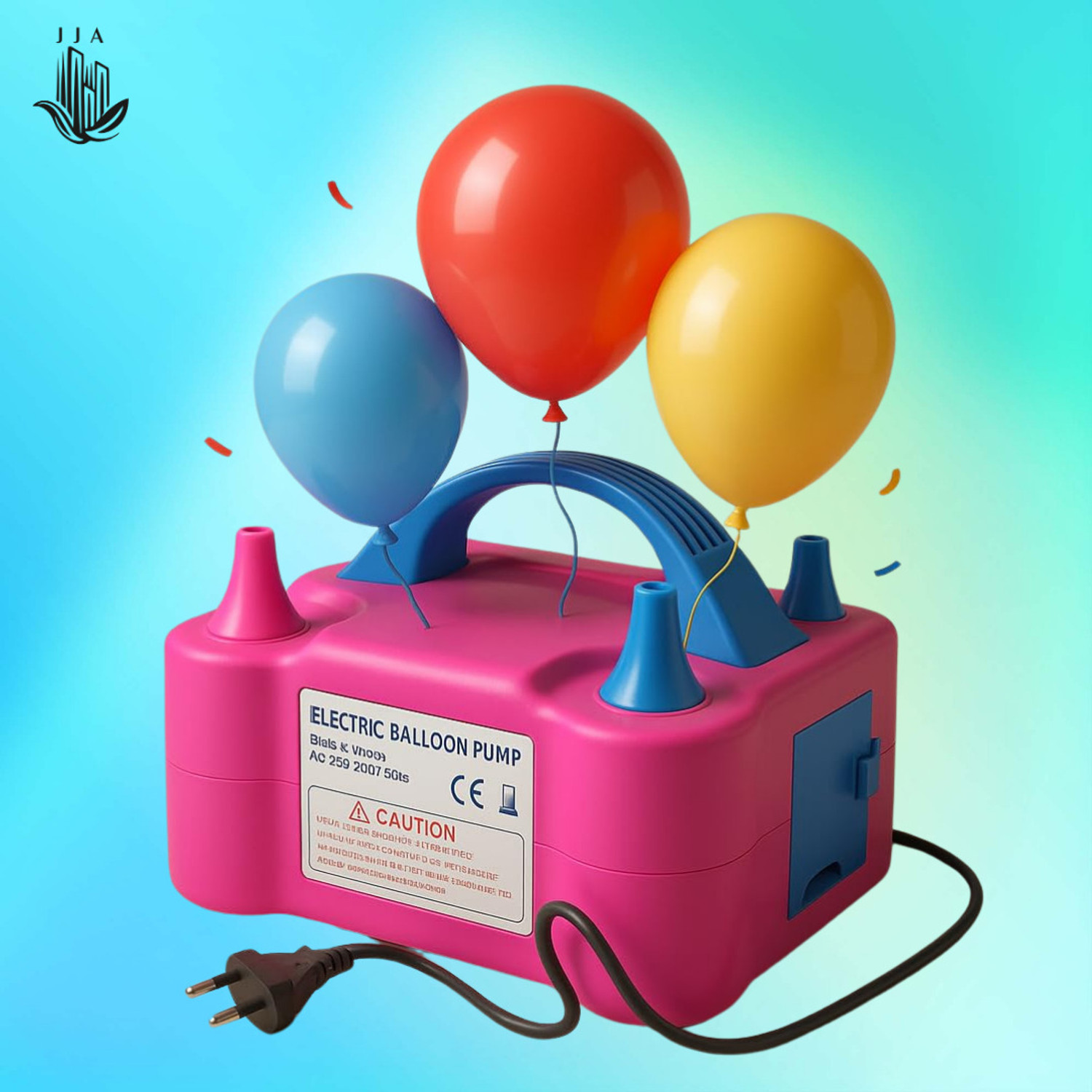 Image of VMV FUZON Printed Portable Electric Air Balloon Blower Pump Inflator ,Decoration Dual Nozzle V6 Balloon (Pink, Pack of 1)