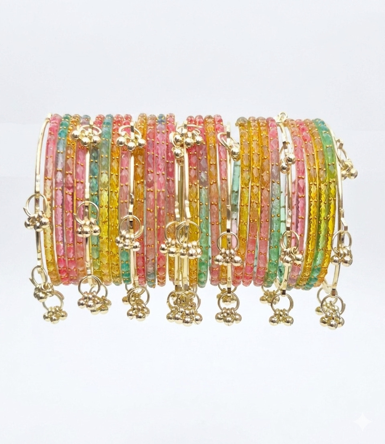 Image of NIRANJN Glass Beads Bangle Set (Pack of 16)
