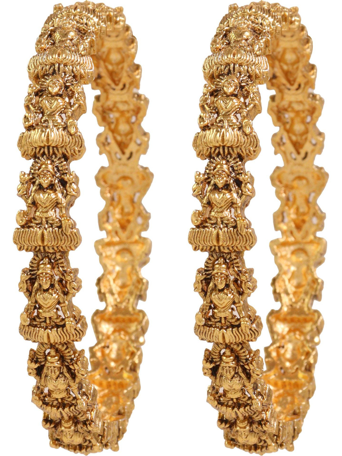 Image of RUBANS Alloy Gold-plated Bangle Set (Pack of 2)