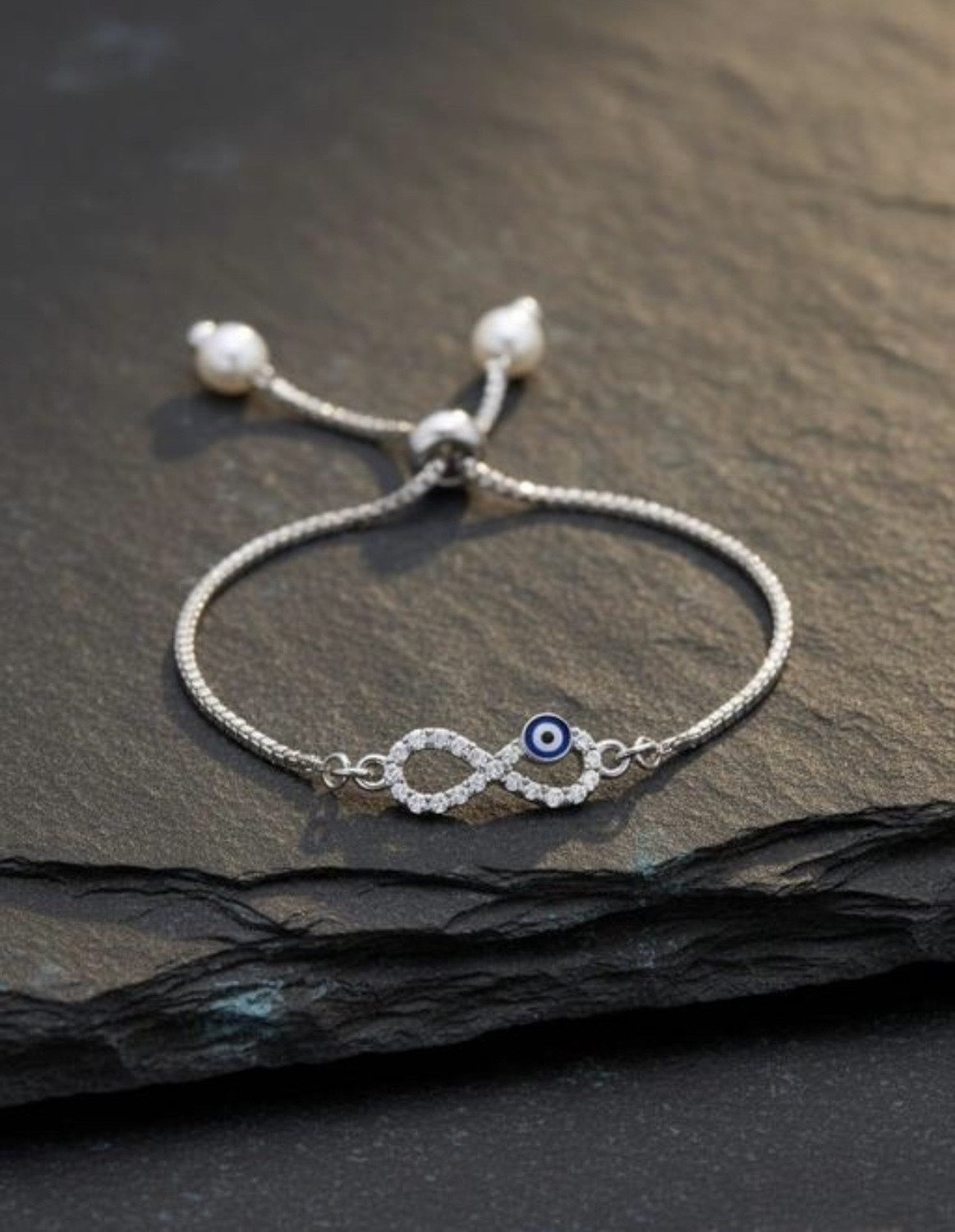 empire e commerce Alloy Pearl, Cubic Zirconia Silver Bracelet - Image 4