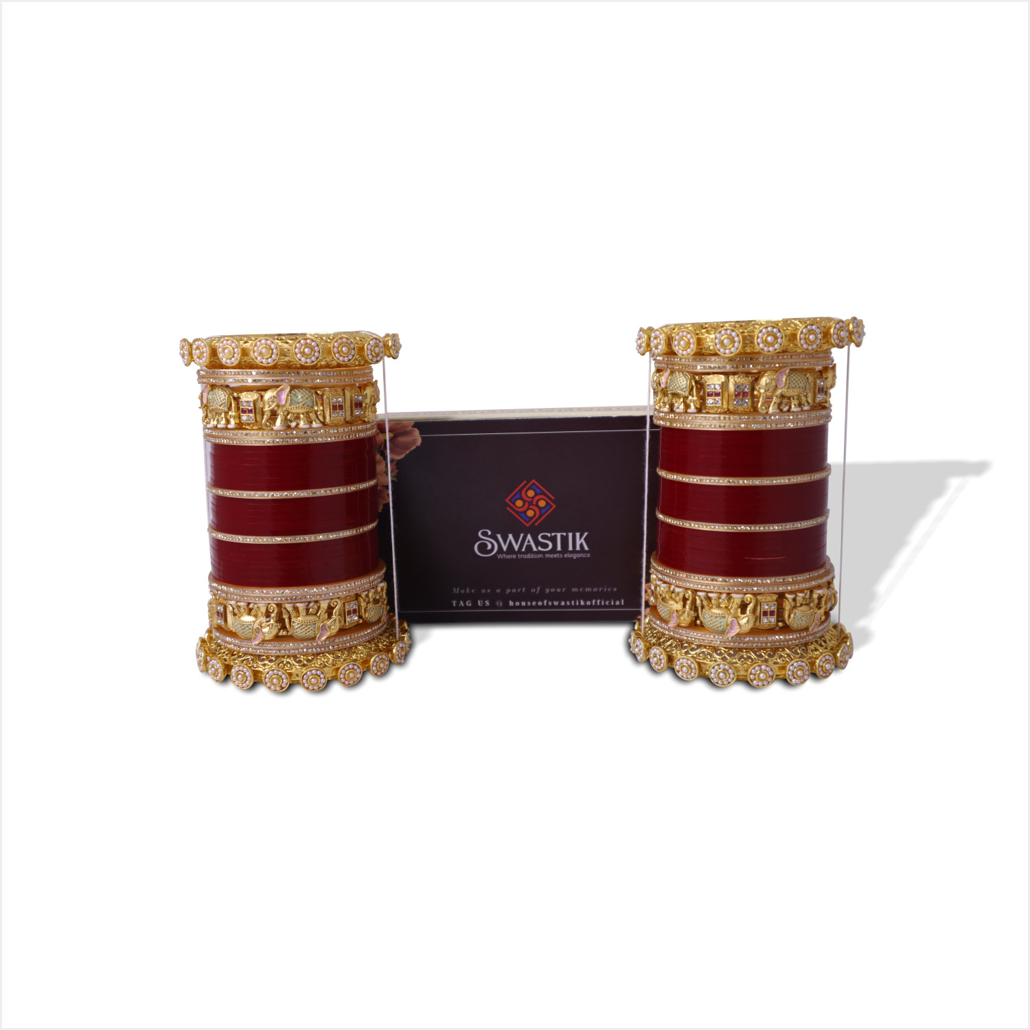 Image of Swastik Brass, Plastic Gold-plated Bangle Set