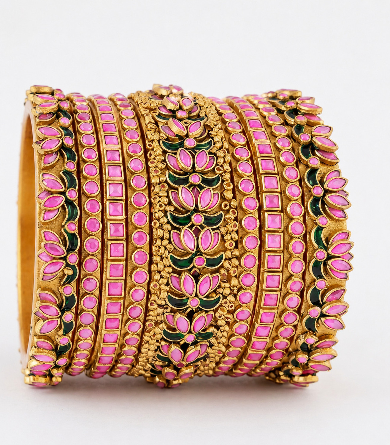 Image of NIRANJN Glass Beads Bangle Set (Pack of 16)