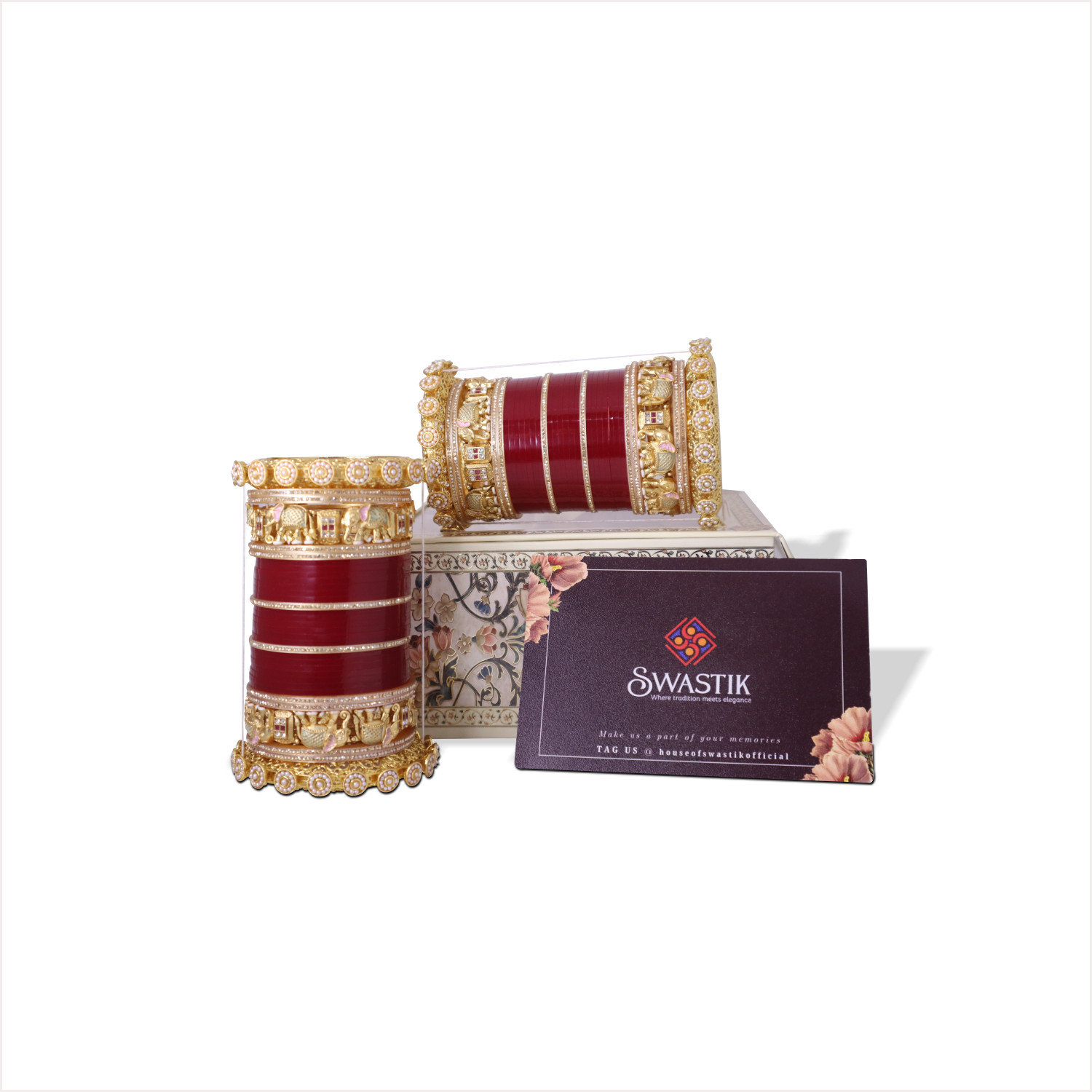 Image of Swastik Brass, Plastic Gold-plated Bangle Set