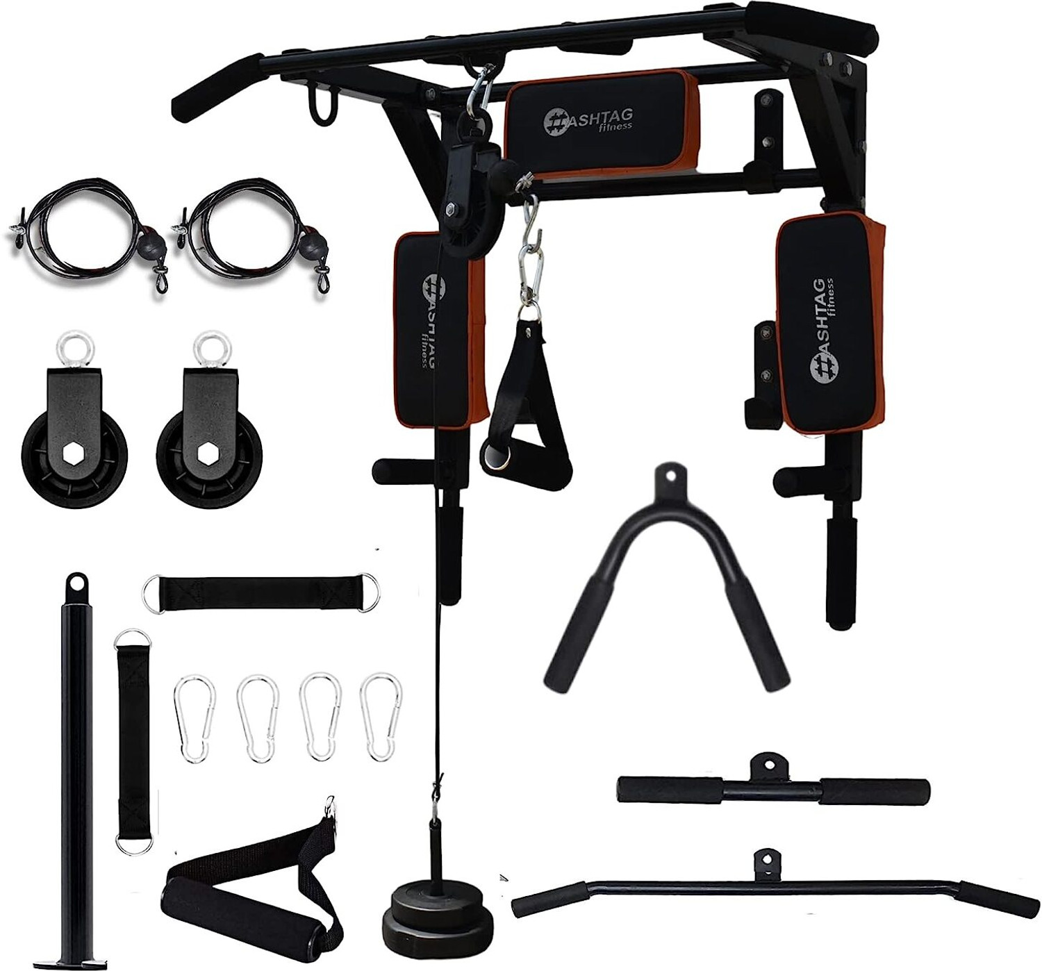 Image of Sporto Fitness S-124 Wall Mounted Pull Up Bar Chin bar Dip Station for Indoor Pull-up Bar (Black)