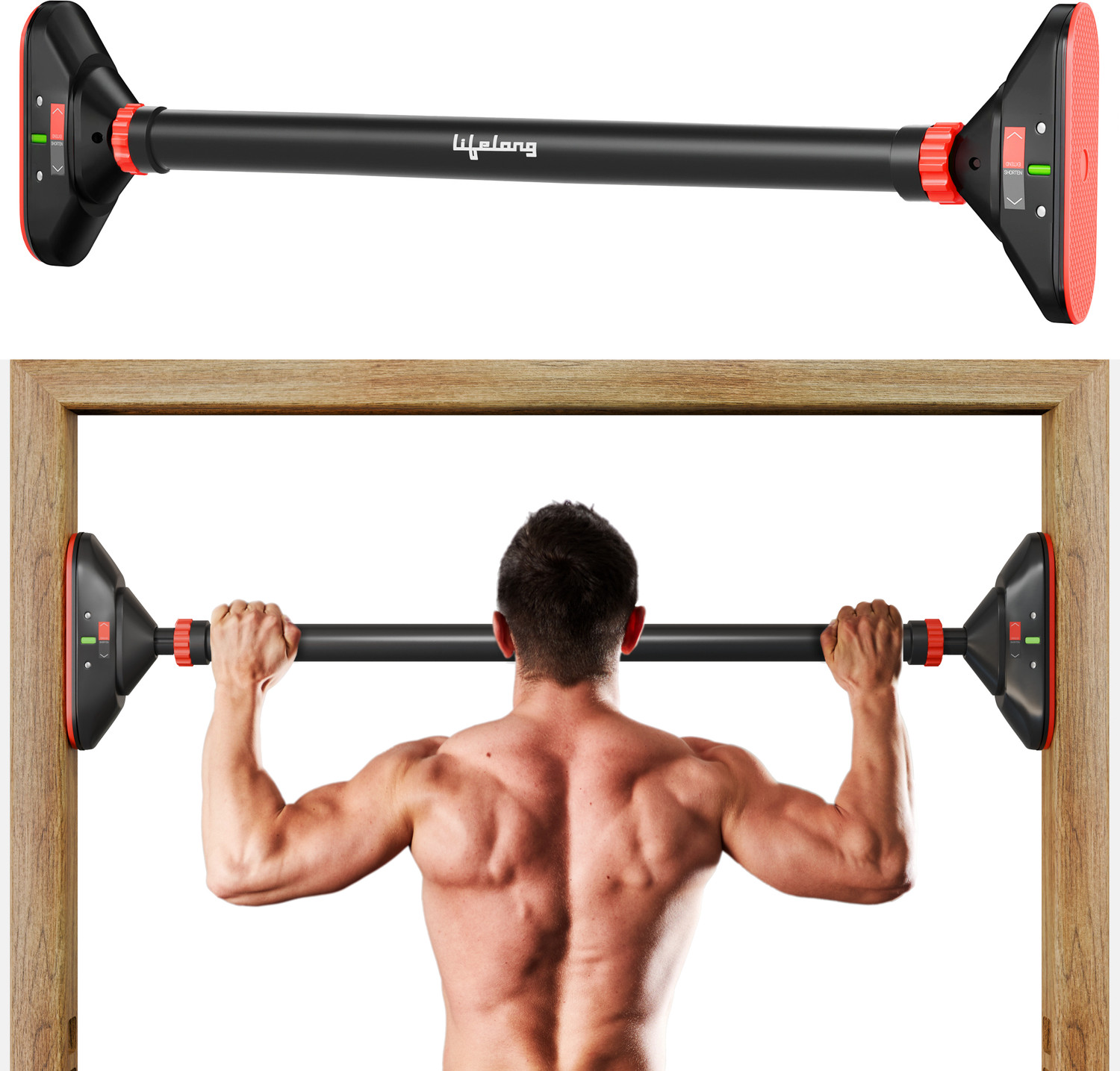 Image of Sporto Fitness S-124 Wall Mounted Pull Up Bar Chin bar Dip Station for Indoor Pull-up Bar (Black)