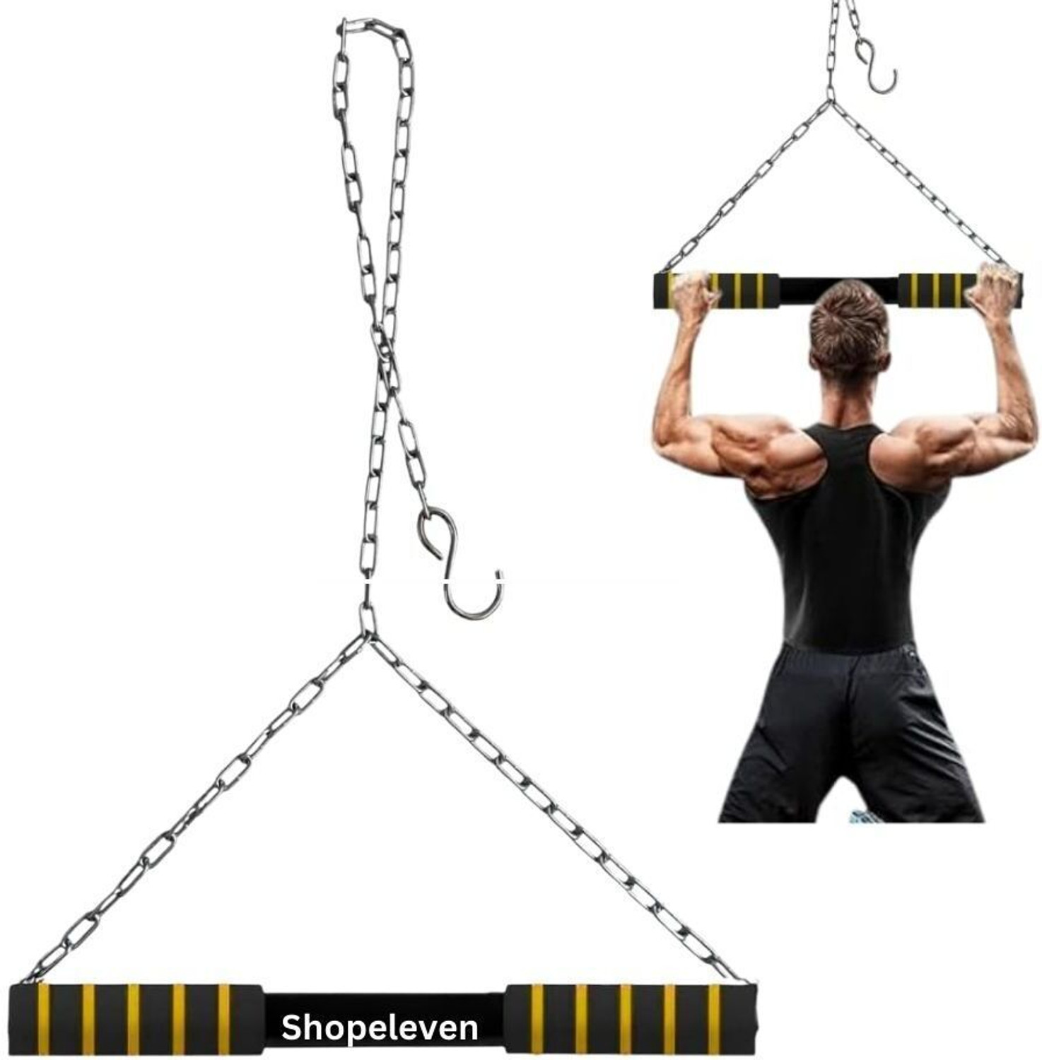 Image of YMD 1 Pack Silent Aluminium Gym Cable Pulley Wheel with Hanging Straps and Carabiner Multi-training Bar (Blue)