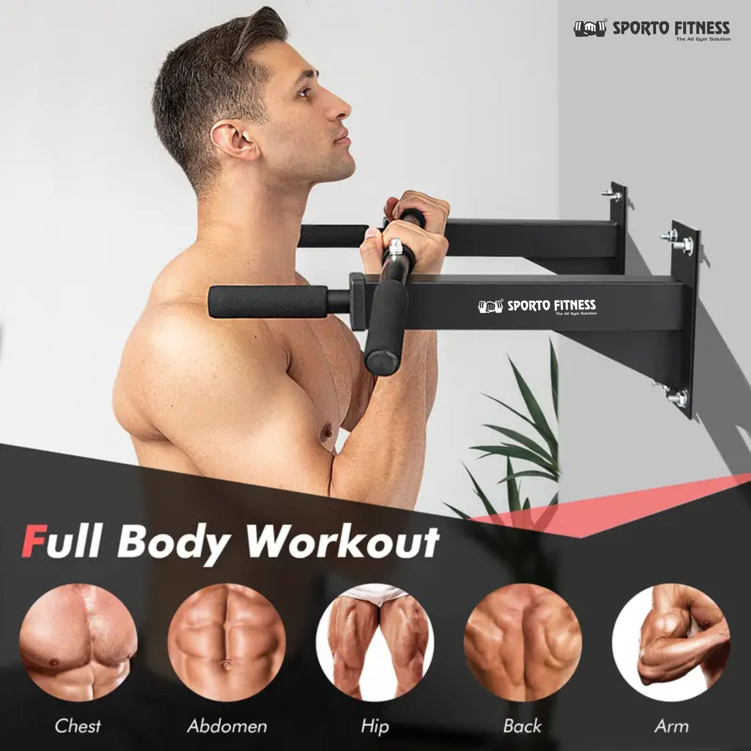 Image of Sporto Fitness S-111 wall Mounted Chin up bar For Hight Increase Pull-up Bar