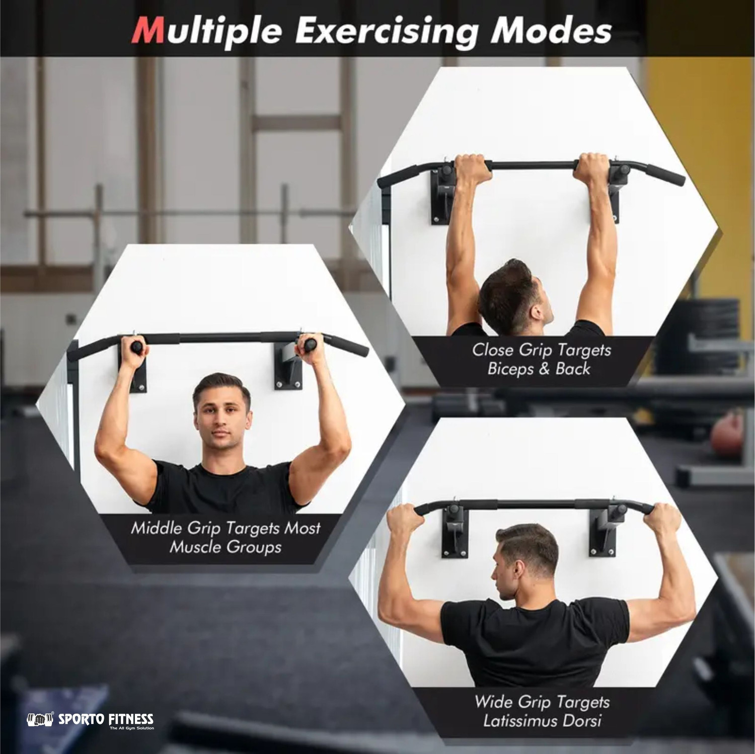 Image of Sporto Fitness S-111 wall Mounted Chin up bar For Hight Increase Pull-up Bar