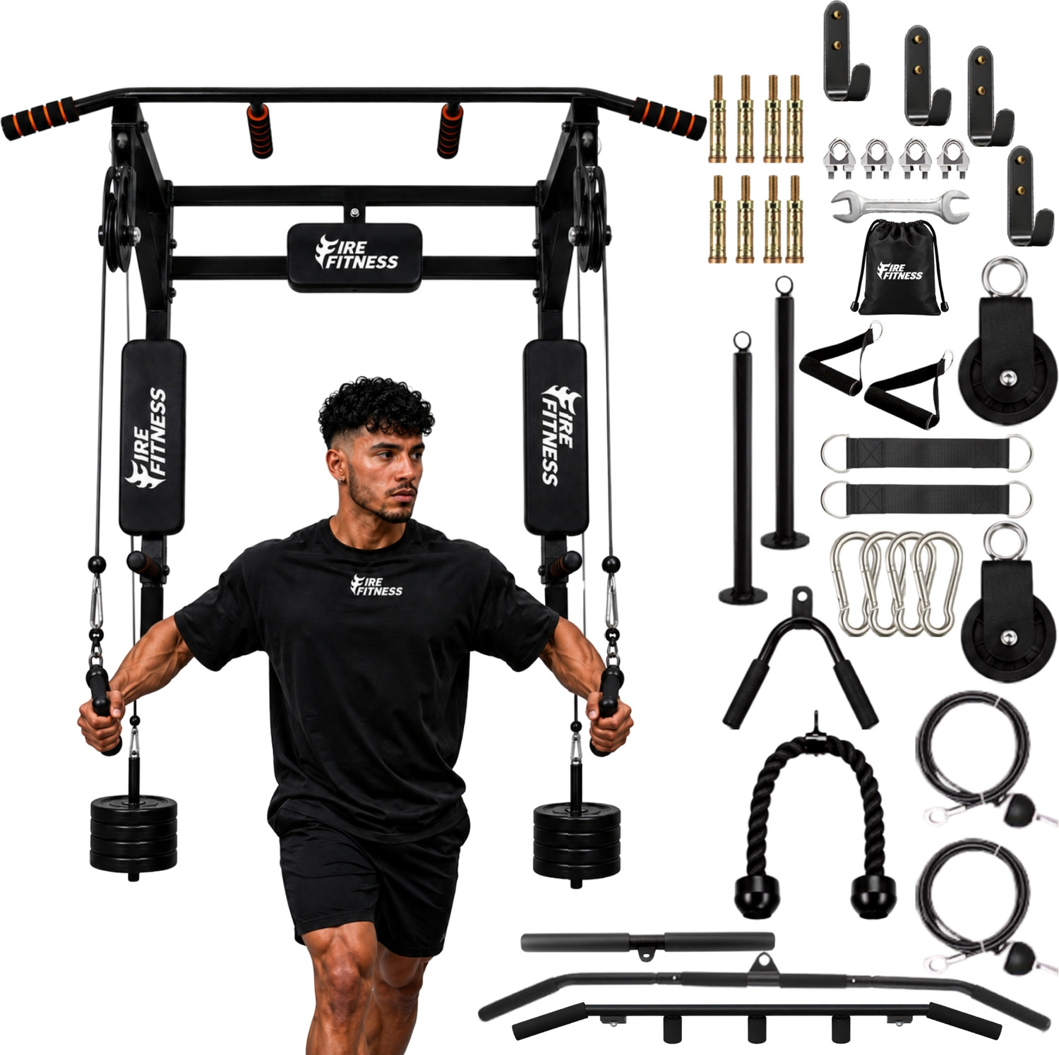 FIRE 7 in 1 Pull Up Bar with Cable Pulley - Image 6