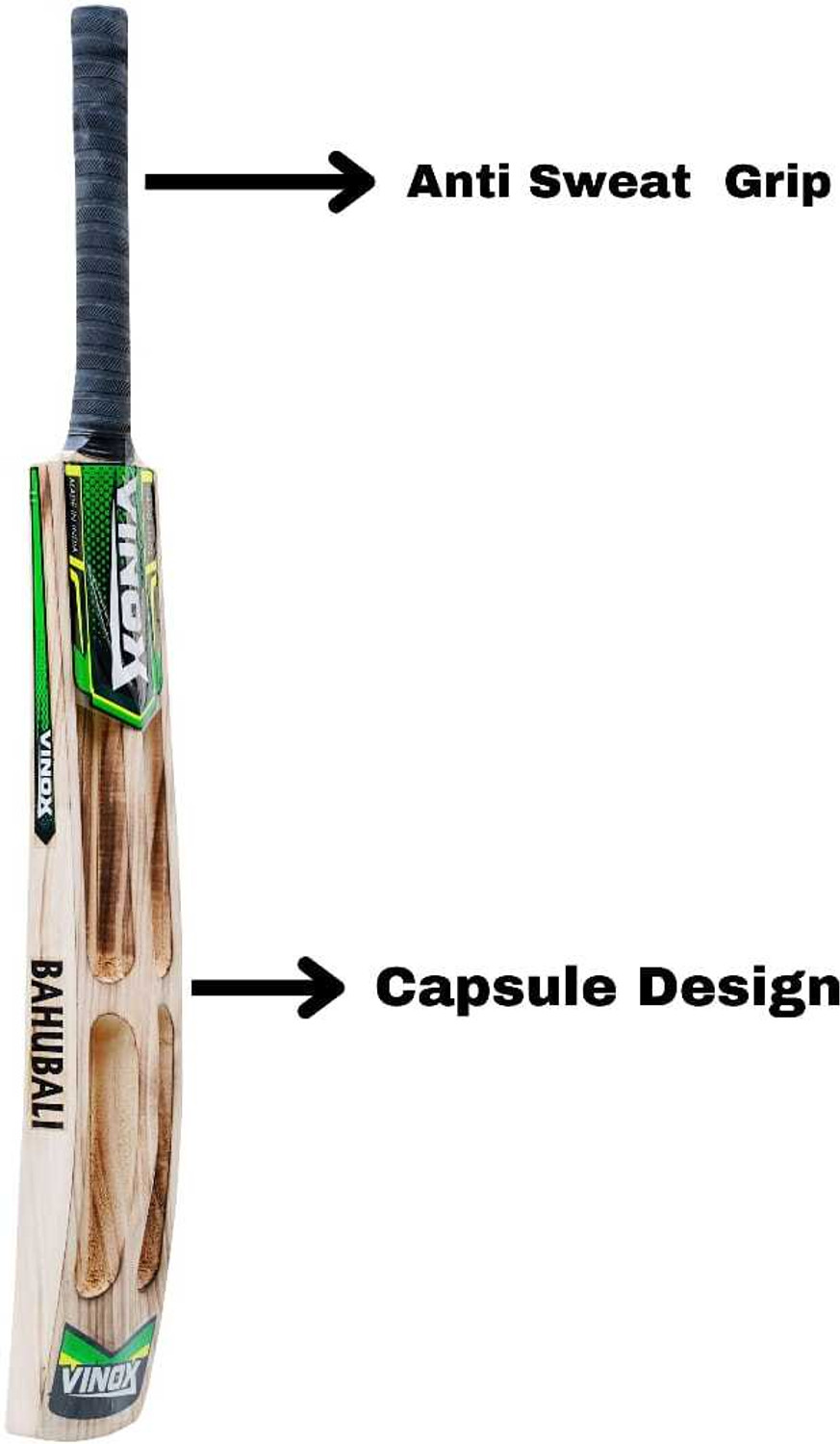Image of HouseOfCommon Sports Kashmir Willow Scoop Bat (Double Blade Full Size for Play All Tennis Ball Kashmir Willow Cricket Bat For 15+ Yrs (.999 g)