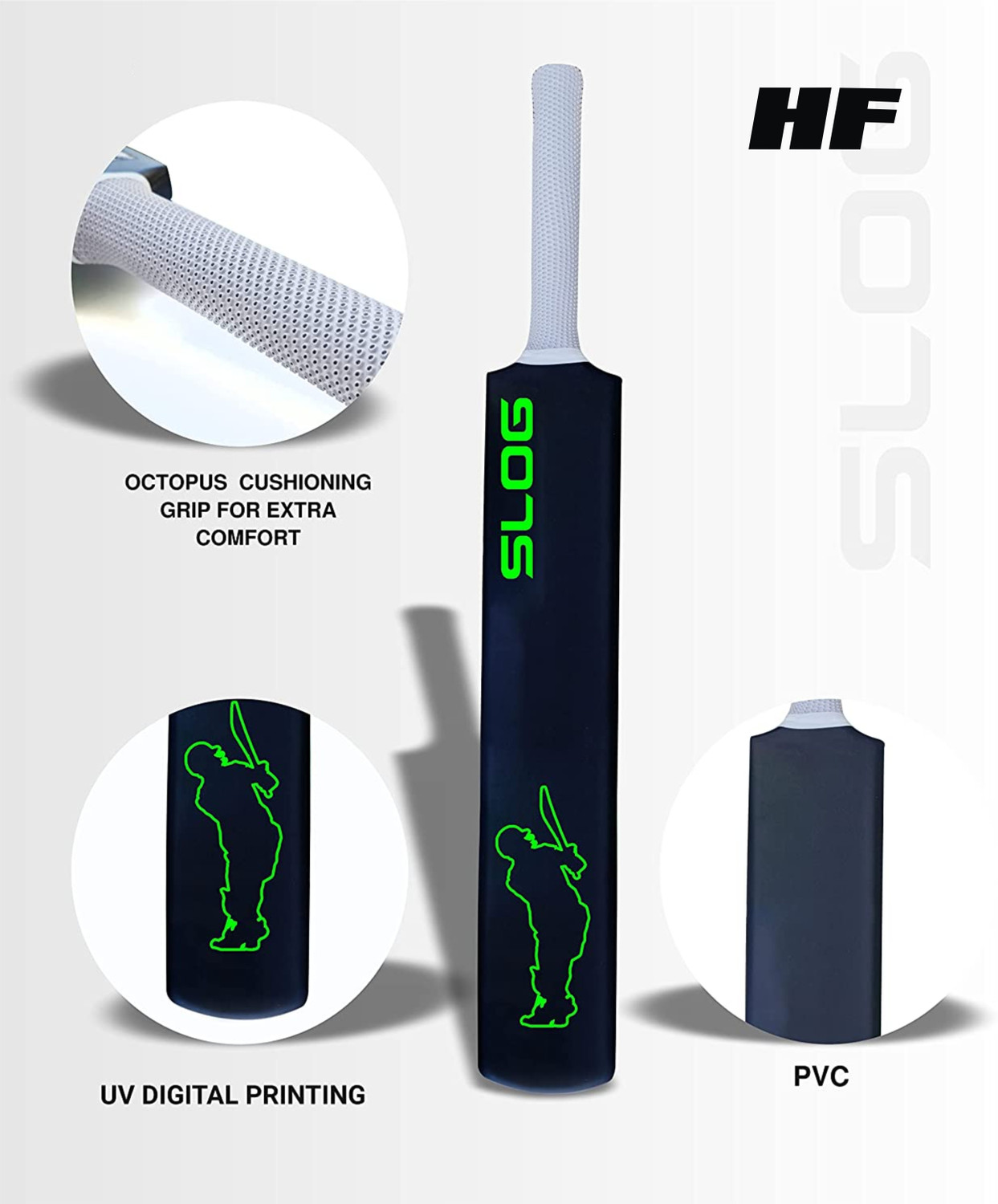 Image of HF THE ORIGINAL Slog Size 3 (Ideal for 7-8 Years ) Hard PLastic For tennis Ball PVC /Plastic Cricket Bat For 8 Yrs (400 g)