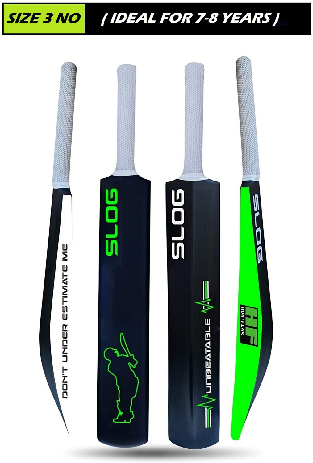 Image of HF THE ORIGINAL Slog Size 3 (Ideal for 7-8 Years ) Hard PLastic For tennis Ball PVC /Plastic Cricket Bat For 8 Yrs (400 g)