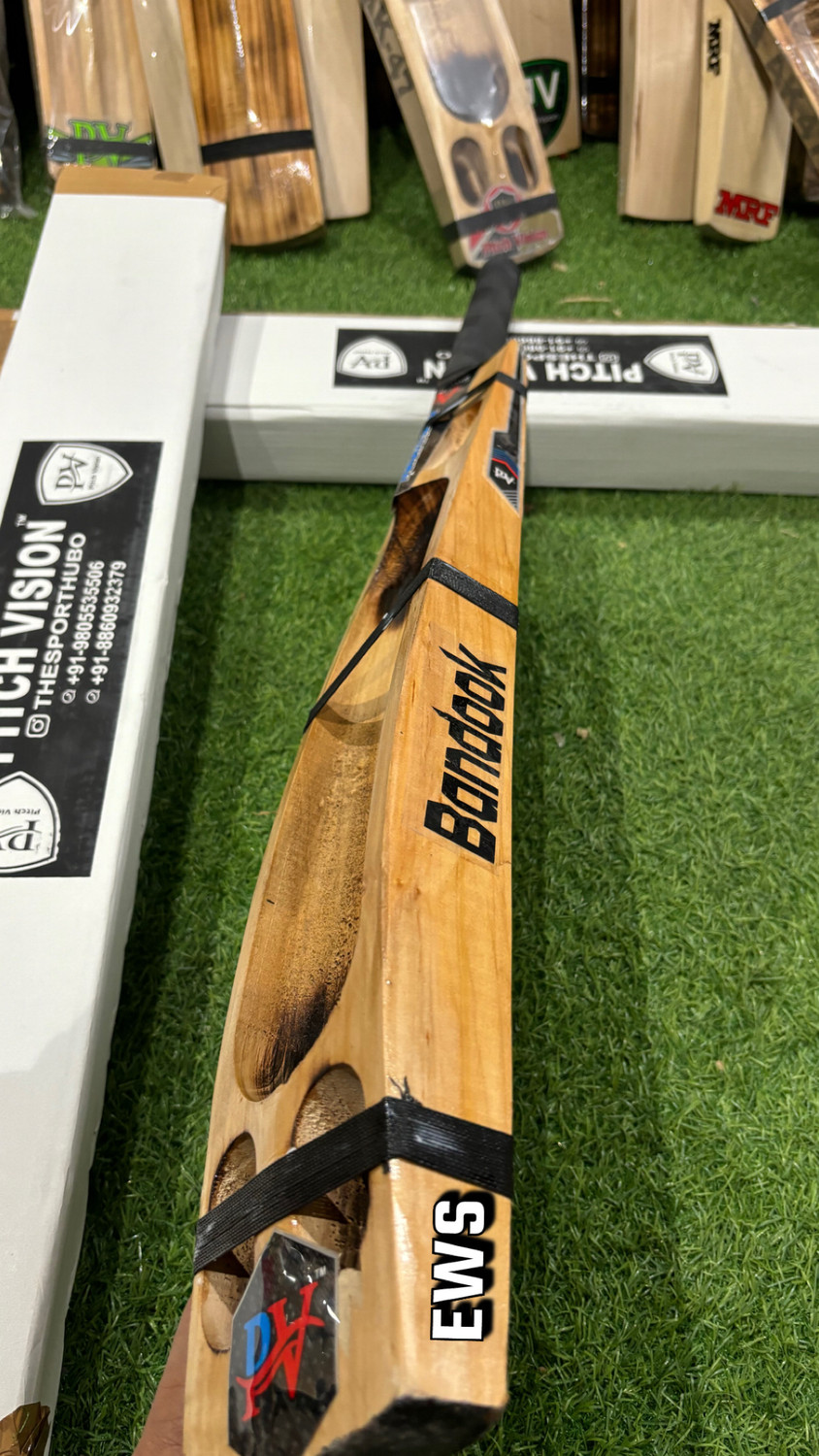 Ews Bandook Half Burn Triple Blade Kashmir Willow Cricket Bat - Image 1