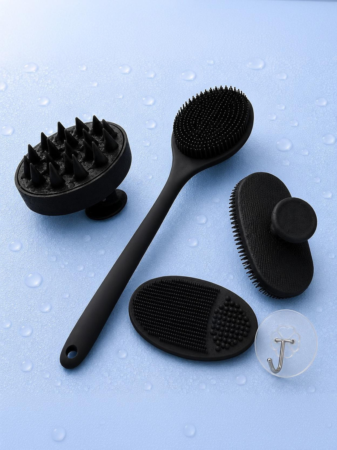 11Silicon 5 in 1 Silicone Body Scrubber Brush Combo - Image 5