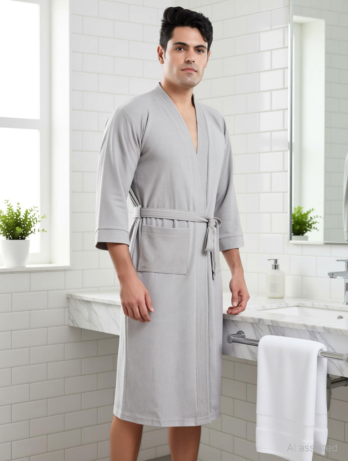 Image of Klotthe Grey XL Bath Robe (1 Bathrobe, For: Men, Grey)