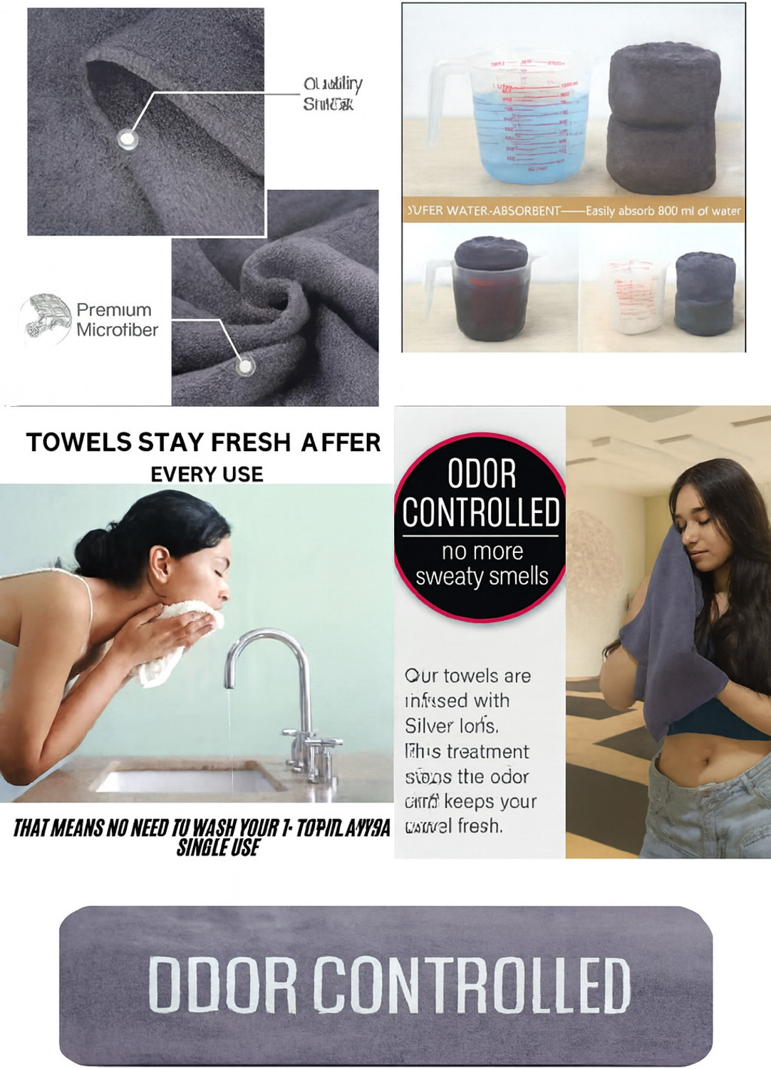 Image of ZEDFIBER Microfiber 400 GSM Face Towel (Pack of 2)