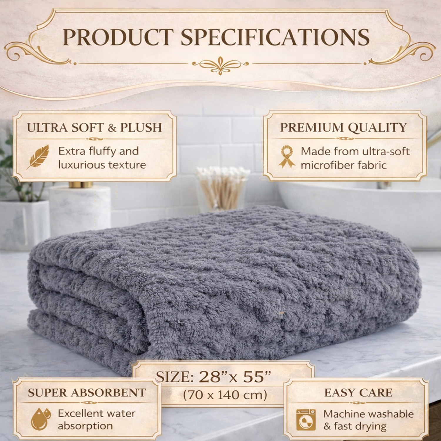 Image of klenvi Microfiber 400 GSM Bath, Beach, Face, Hair, Hand, Sport Towel