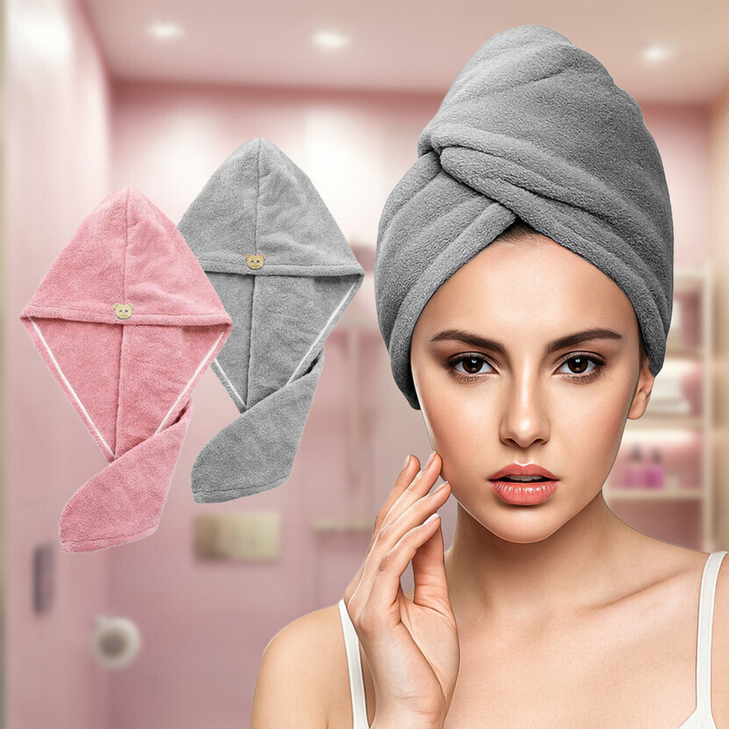 Image of Nirgun Empex Microfiber 300 GSM Hair Towel Set