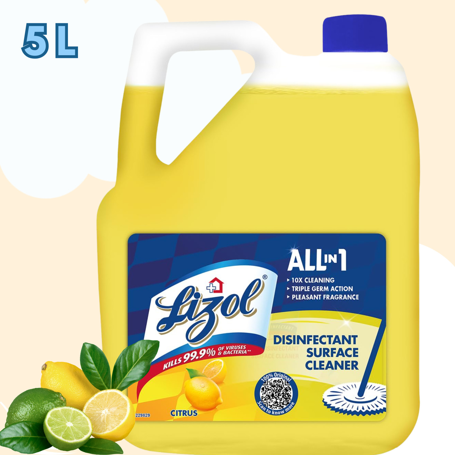 Image of Vim Lavender Floor Cleaner Liquid for Tiles Marble Granite Kills 99.9% Germs Lavendar (5 L)