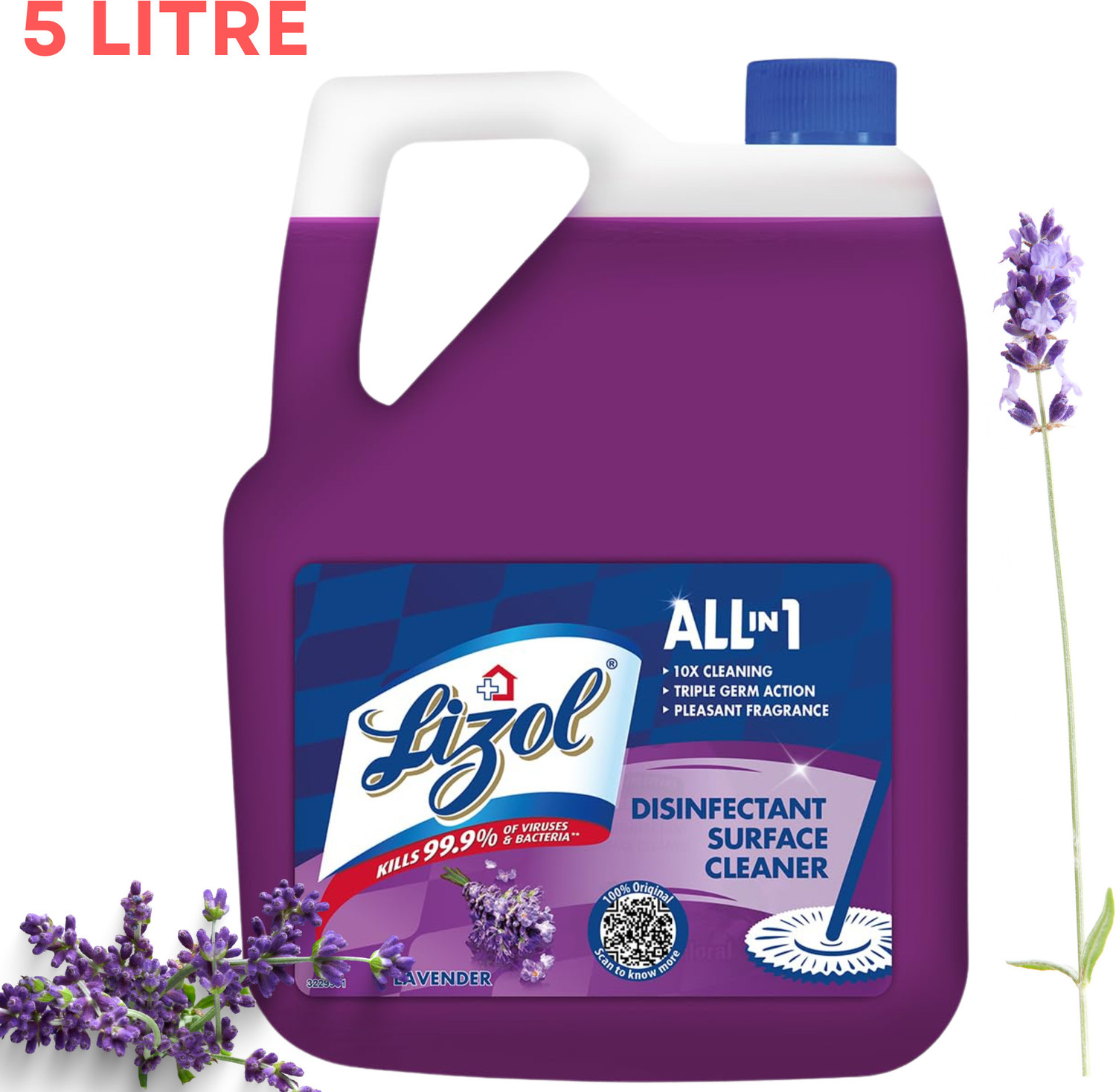 Image of Lizol Disinfectant Surface & Floor Cleaner Liquid, Lavenders Lavender (5 L)