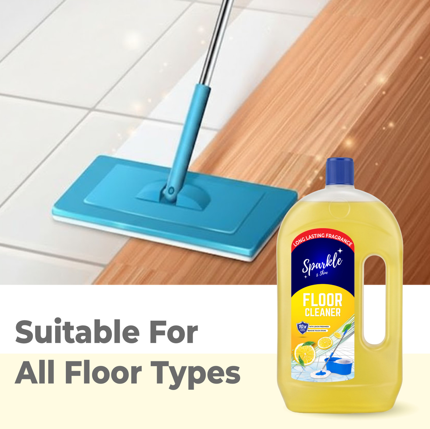 Image of sparkle & shine PREMIUM FLOOR CLEANER LIQUID LEMON & ROSE (2 x 1 L)