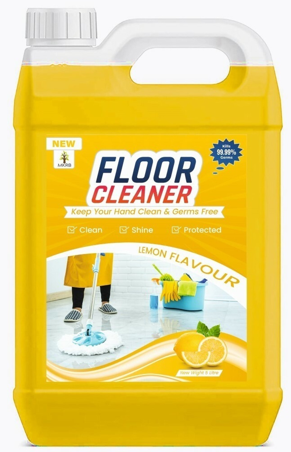 Image of MKAV Orange Floor & Bathroom Cleaner-Kills Germ, Safe on Tiles, Marble & Granite Orange (2 x 5000 ml)